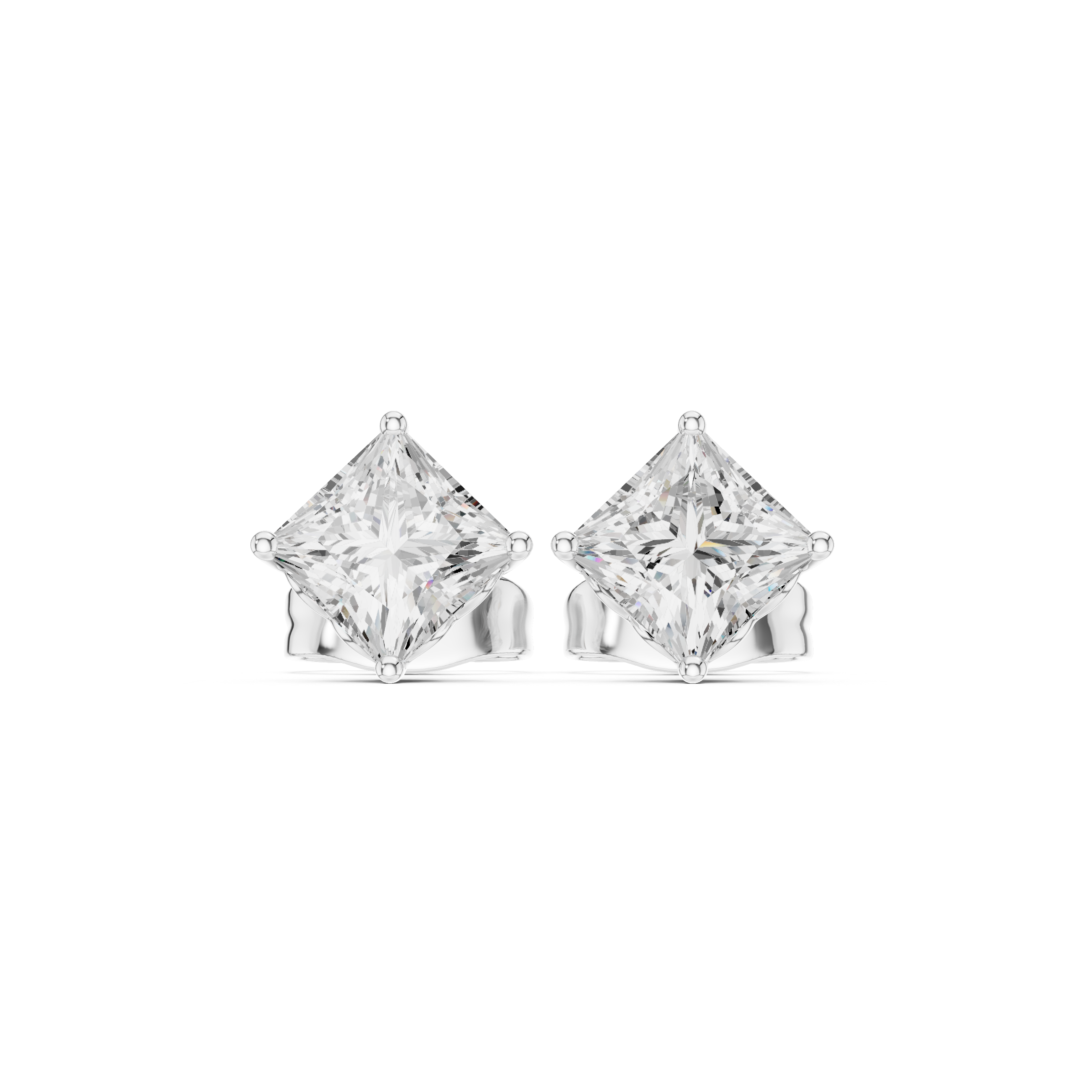 1.00ct J/SI2 Natural Princess Diamond Solitaire Stud Earrings – Classic Brilliance