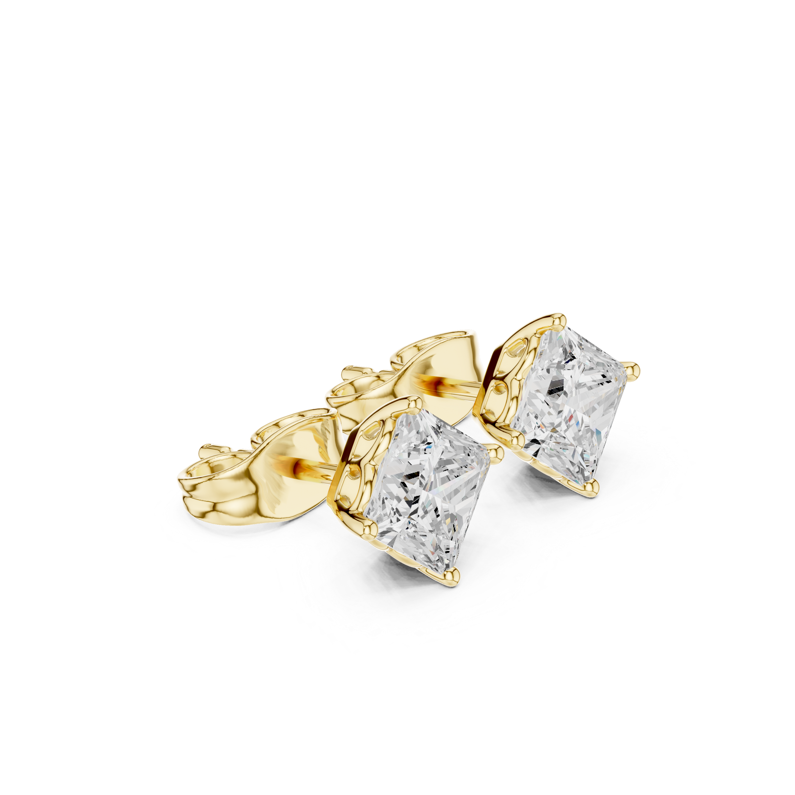 1.00ct J/SI2 Natural Princess Diamond Solitaire Stud Earrings – Classic Brilliance