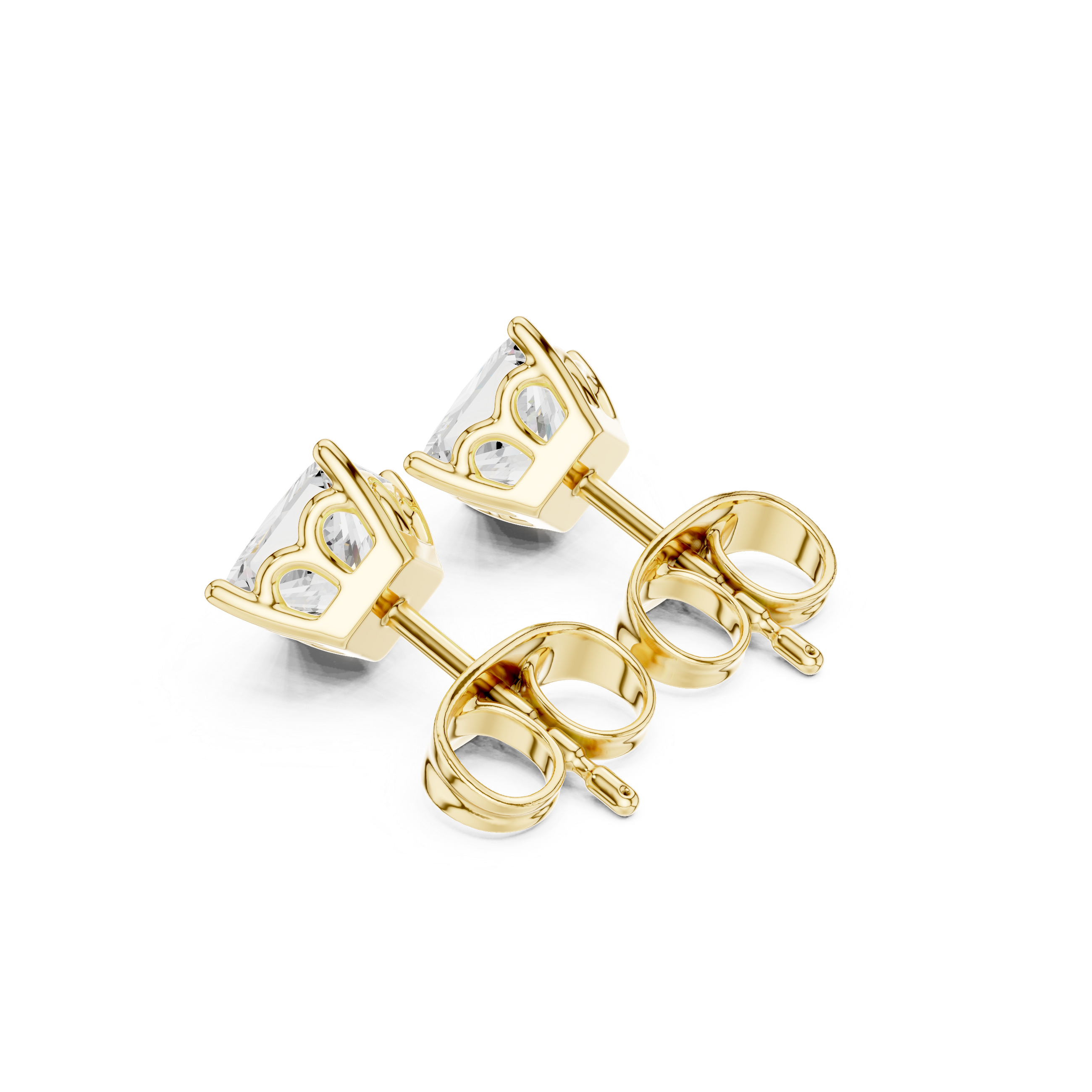 1.00ct J/SI2 Natural Princess Diamond Solitaire Stud Earrings – Classic Brilliance