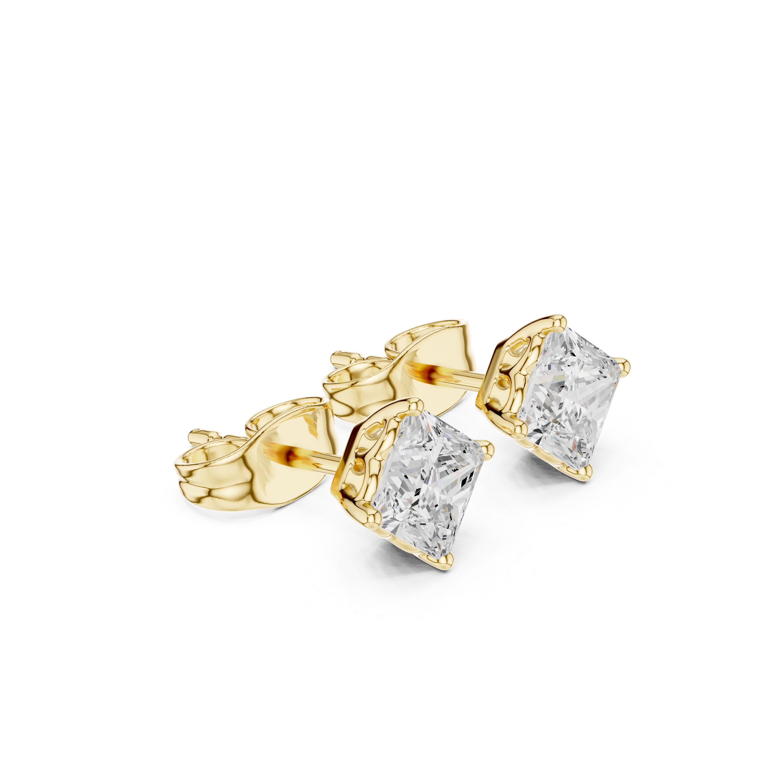 Princess Cut 0.75ct Natural Diamond Solitaire Studs – H Color, VS1 Clarity