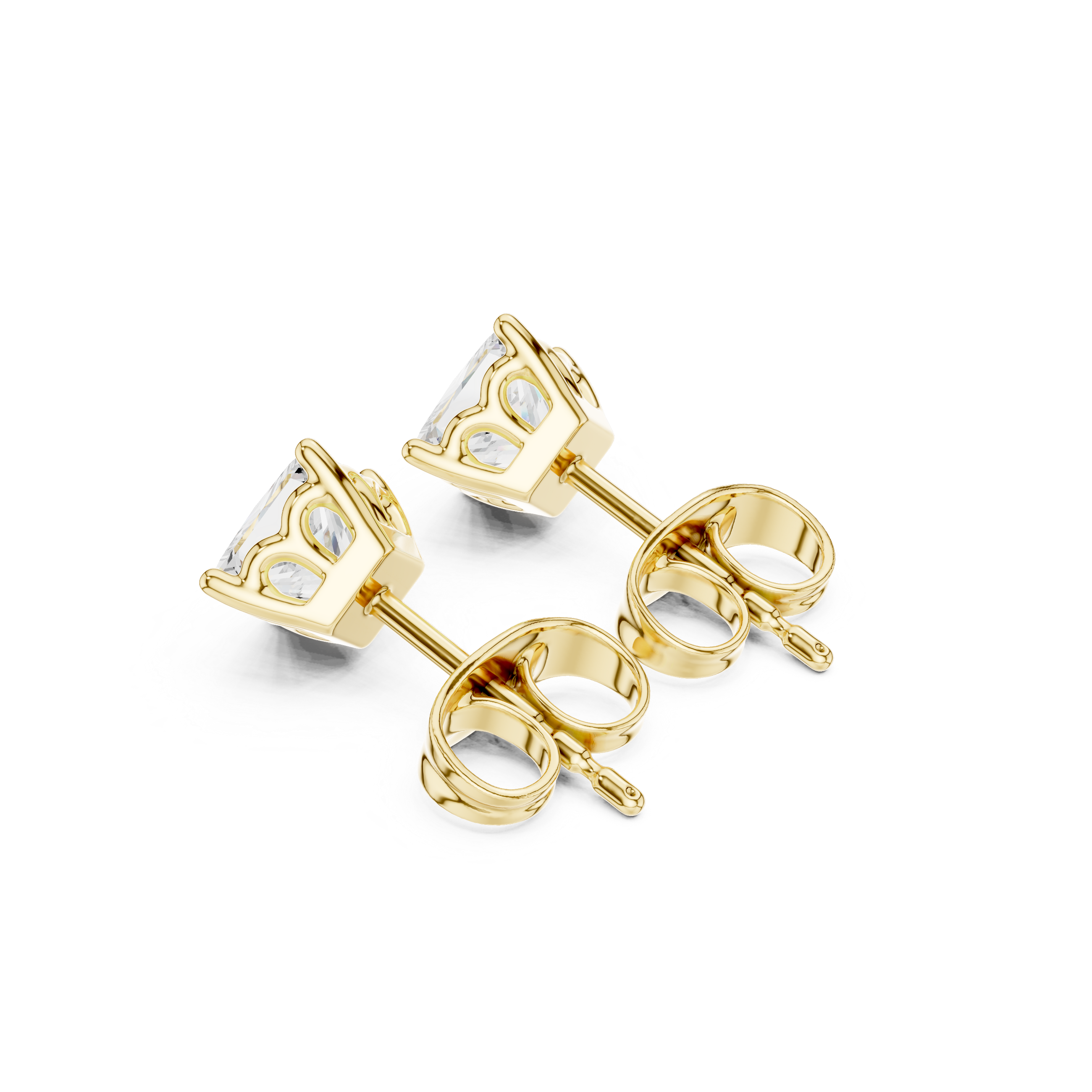 Princess Cut 0.75ct Natural Diamond Solitaire Studs – H Color, VS1 Clarity