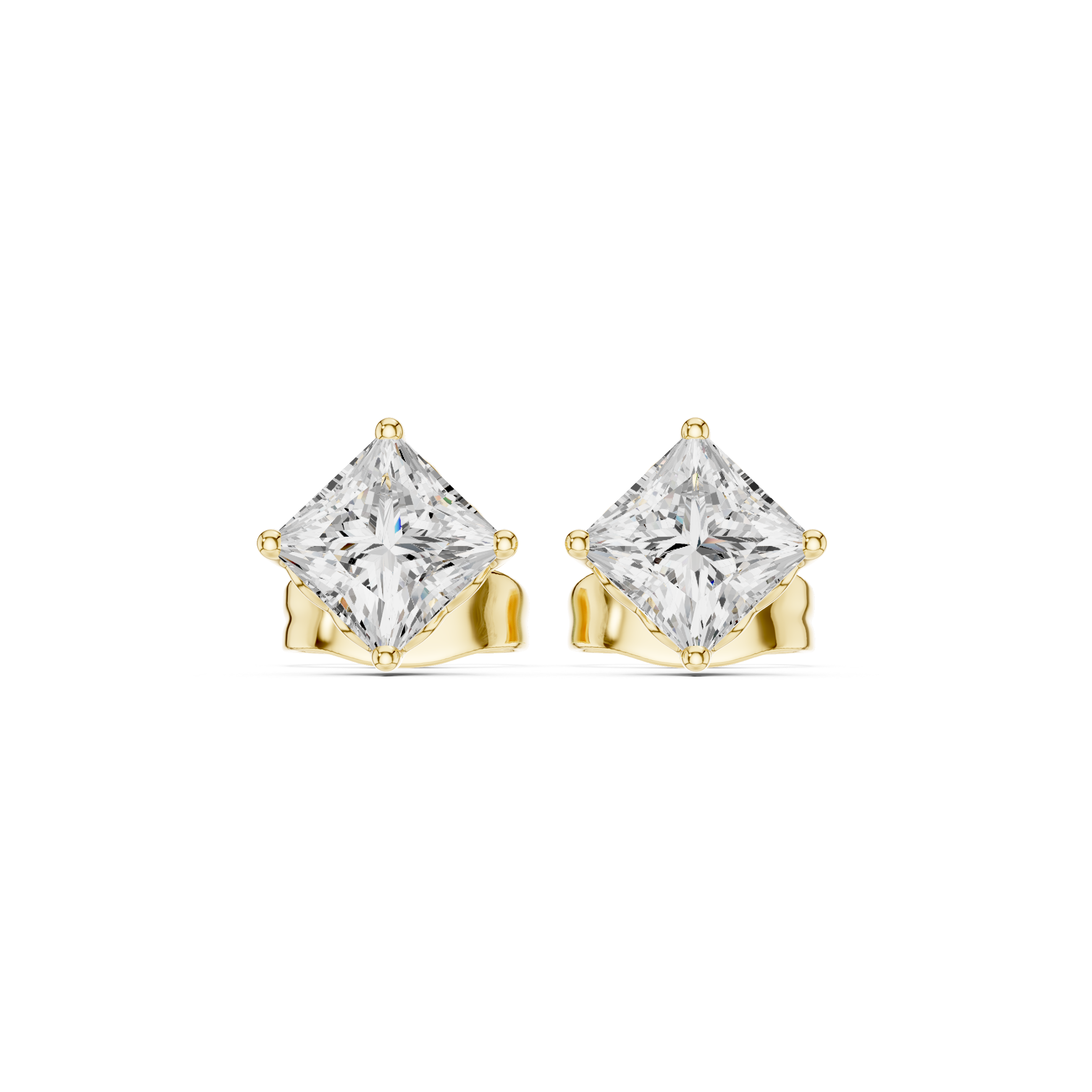 Princess Cut 0.75ct Natural Diamond Solitaire Studs – H Color, VS1 Clarity