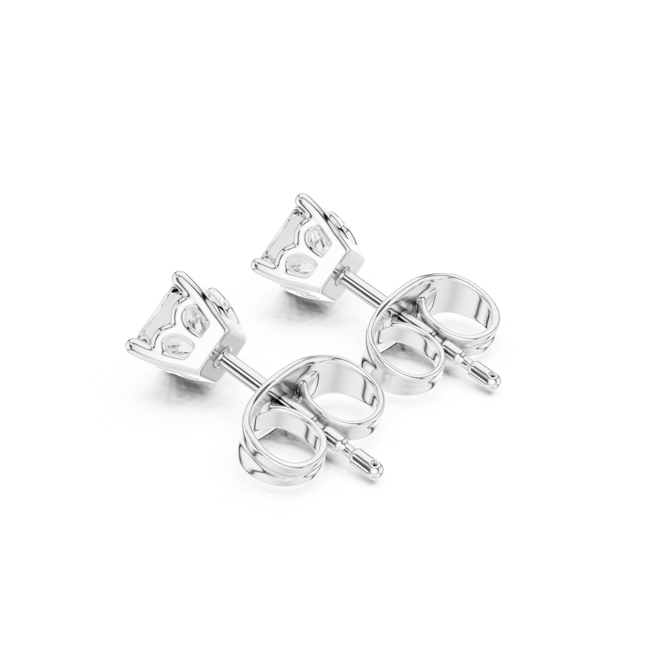 0.50 Carat Natural Princess Diamond Solitaire Studs – H Color, VS1 Clarity