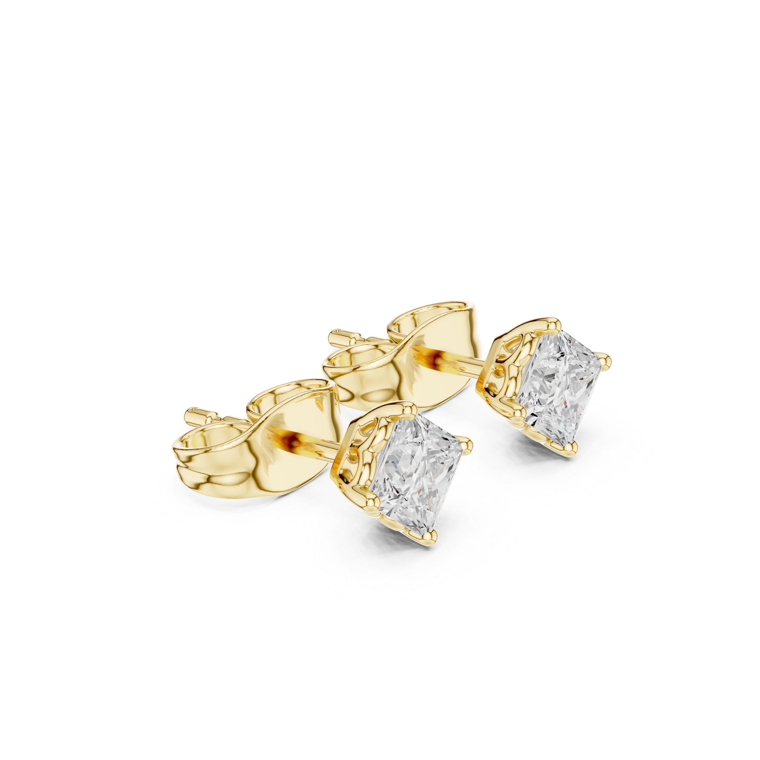 0.50 Carat Natural Princess Diamond Solitaire Studs – H Color, VS1 Clarity