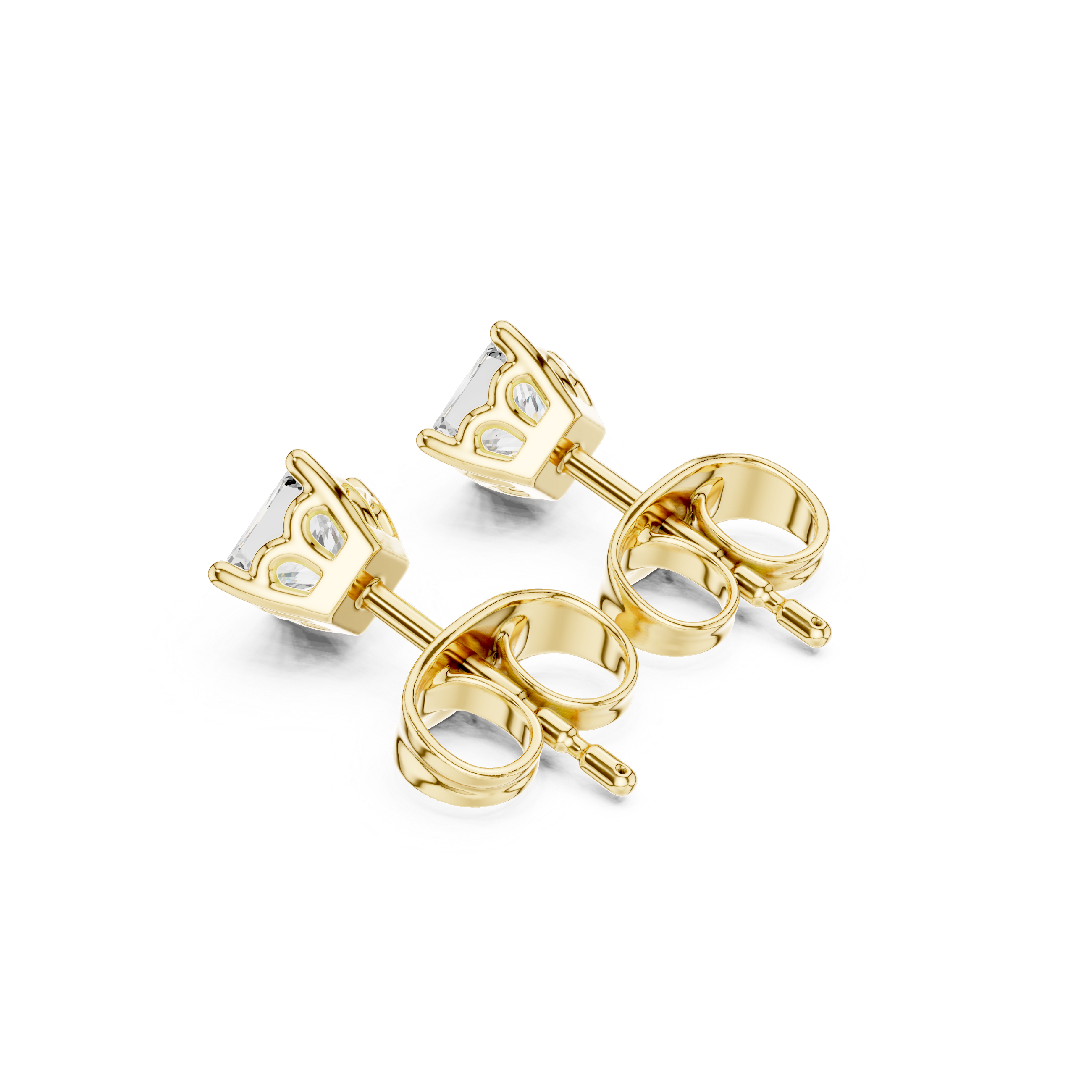 0.50 Carat Natural Princess Diamond Solitaire Studs – H Color, VS1 Clarity