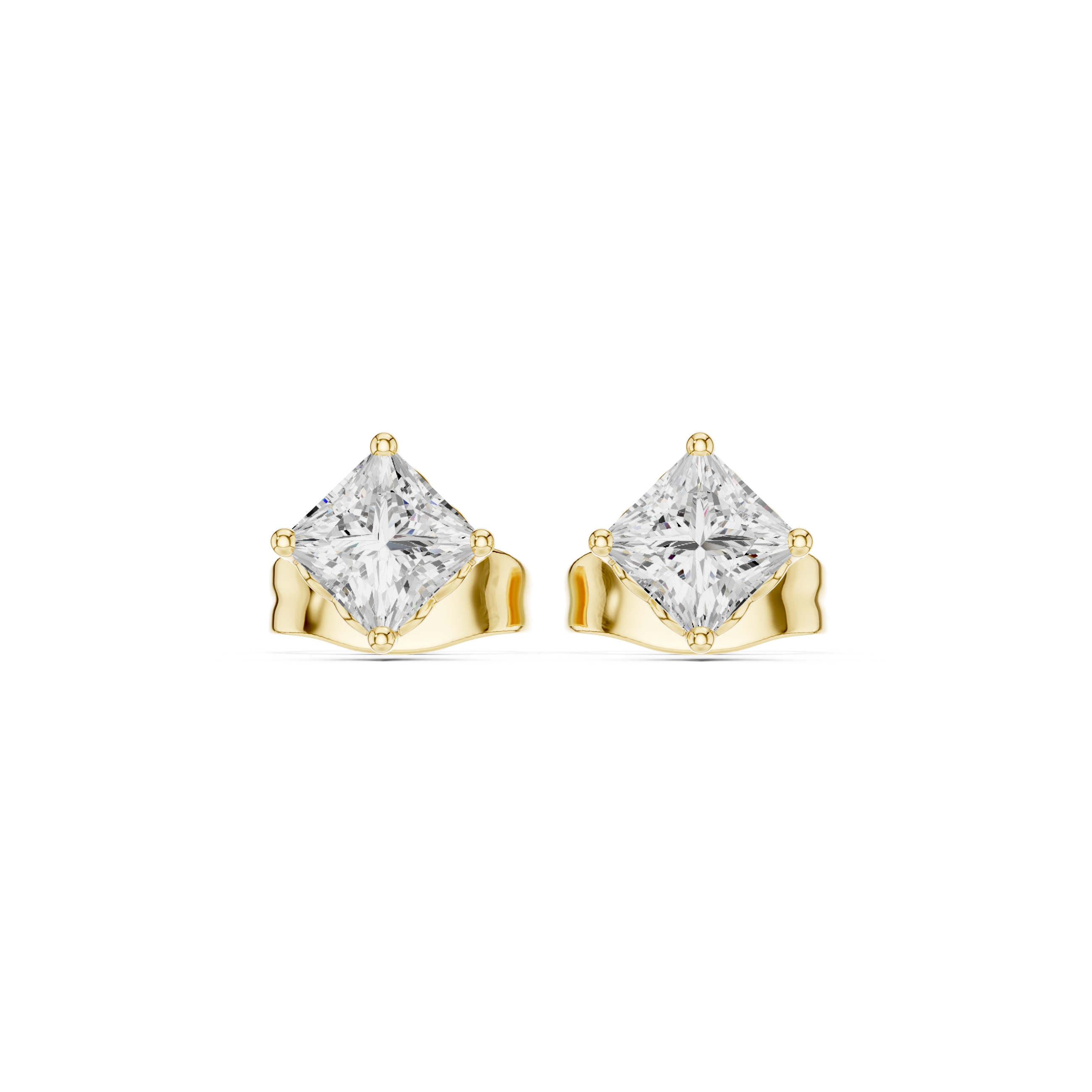 0.50 Carat Natural Princess Diamond Solitaire Studs – H Color, VS1 Clarity