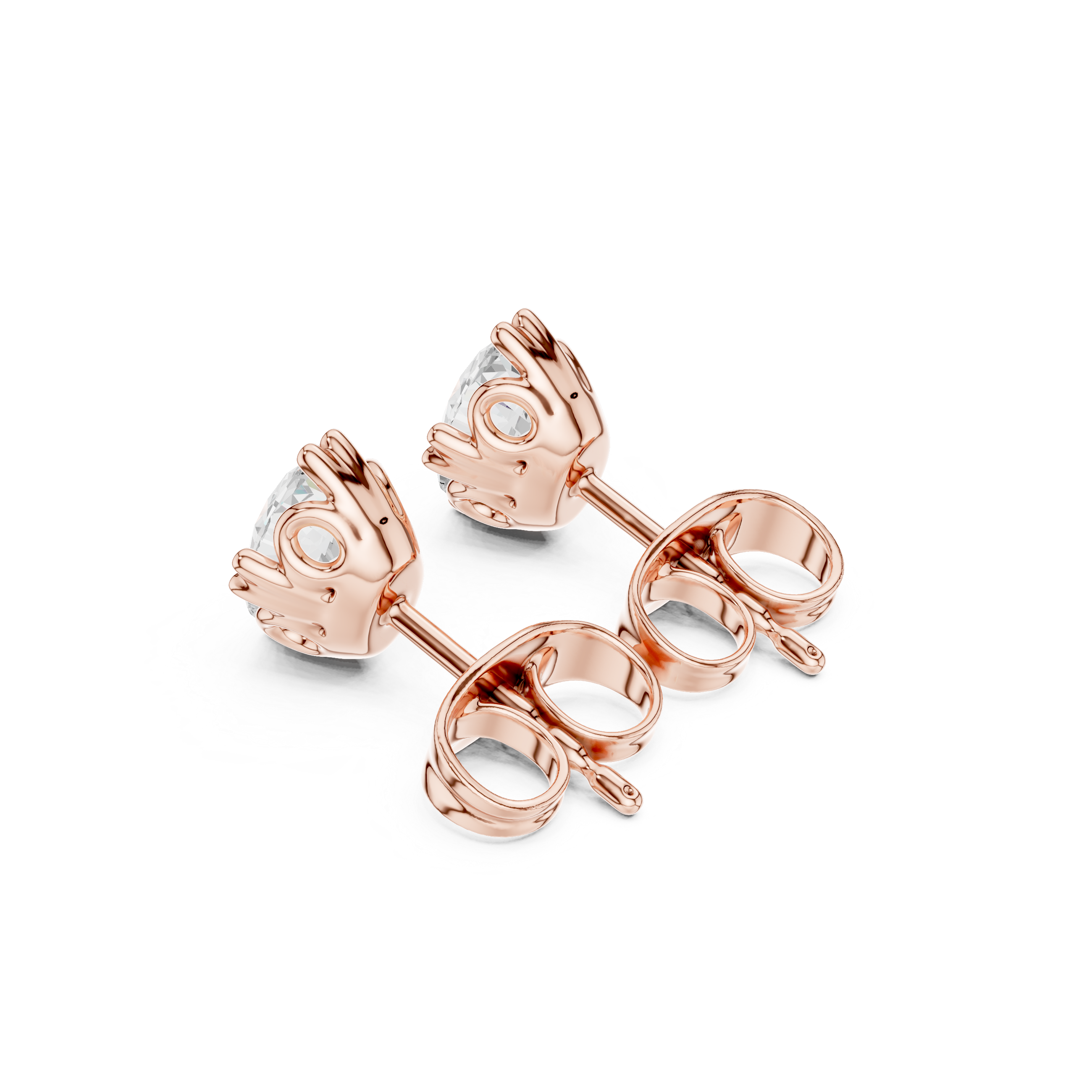 1 Carat Natural Diamond Oval Solitaire Studs – H Color, VS2 Clarity