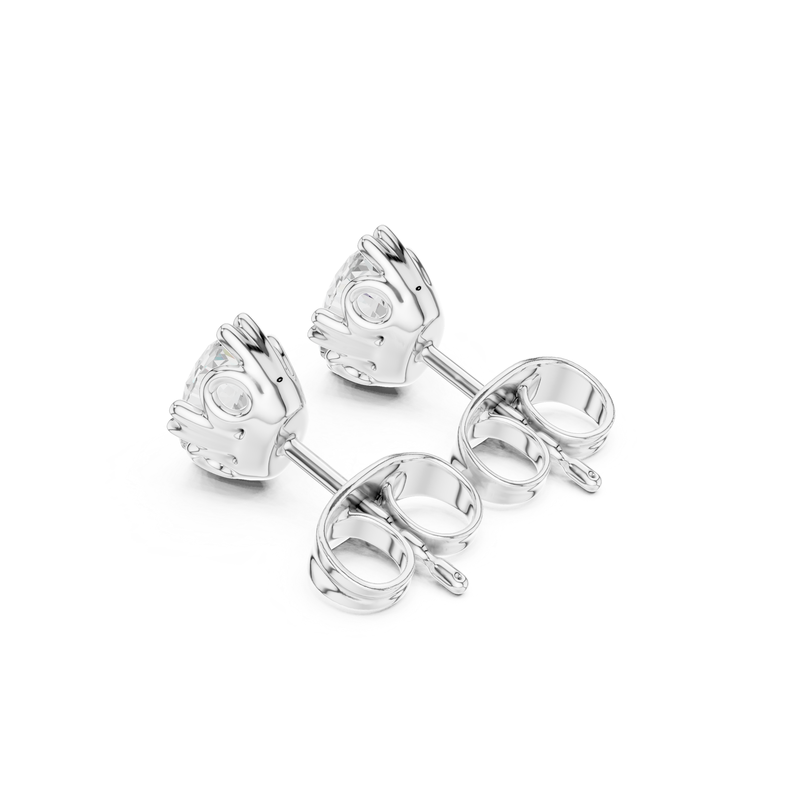 1 Carat Natural Diamond Oval Solitaire Studs – H Color, VS2 Clarity