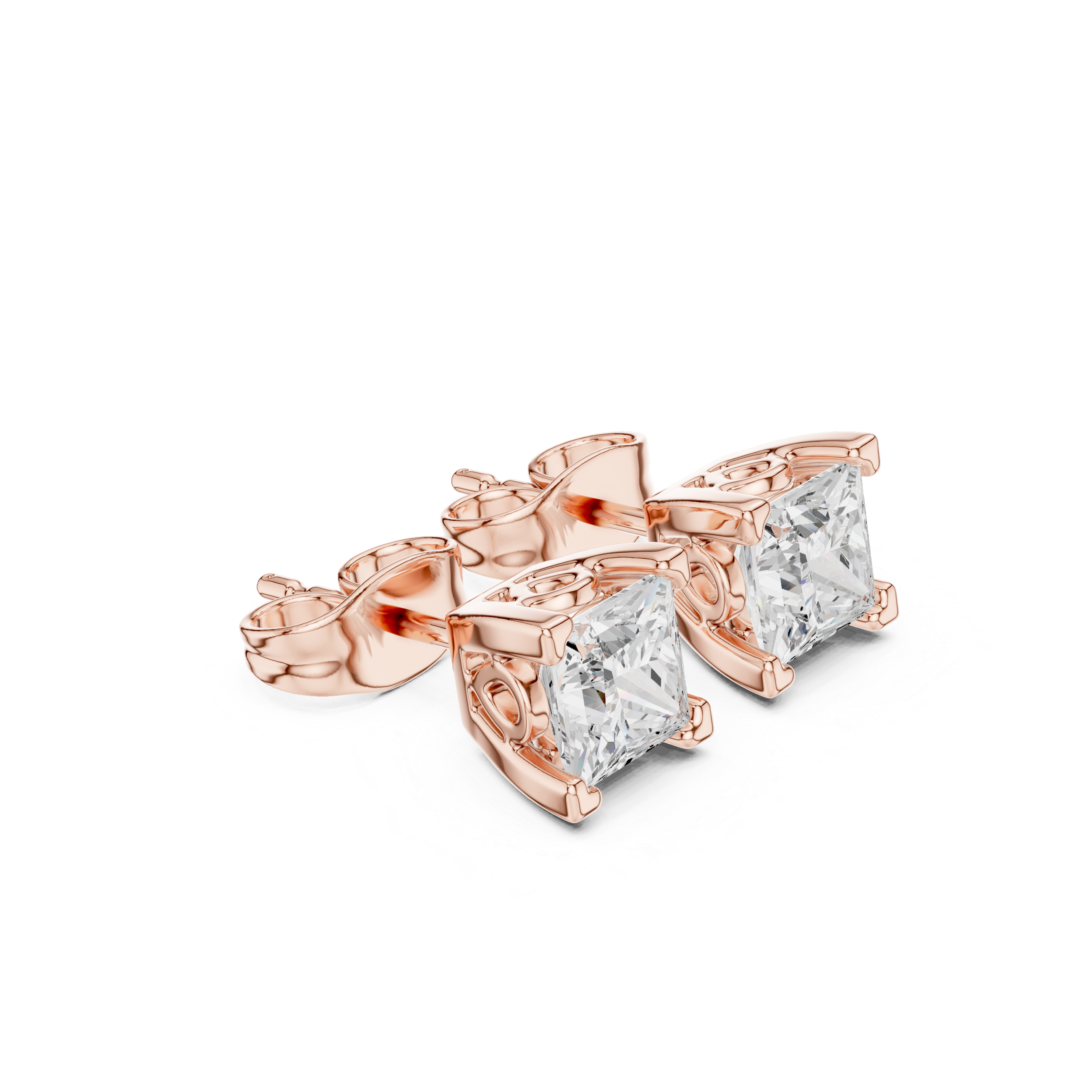 1.00ct H/VS1 Natural Princess Diamond Stud Earrings – Timeless Brilliance