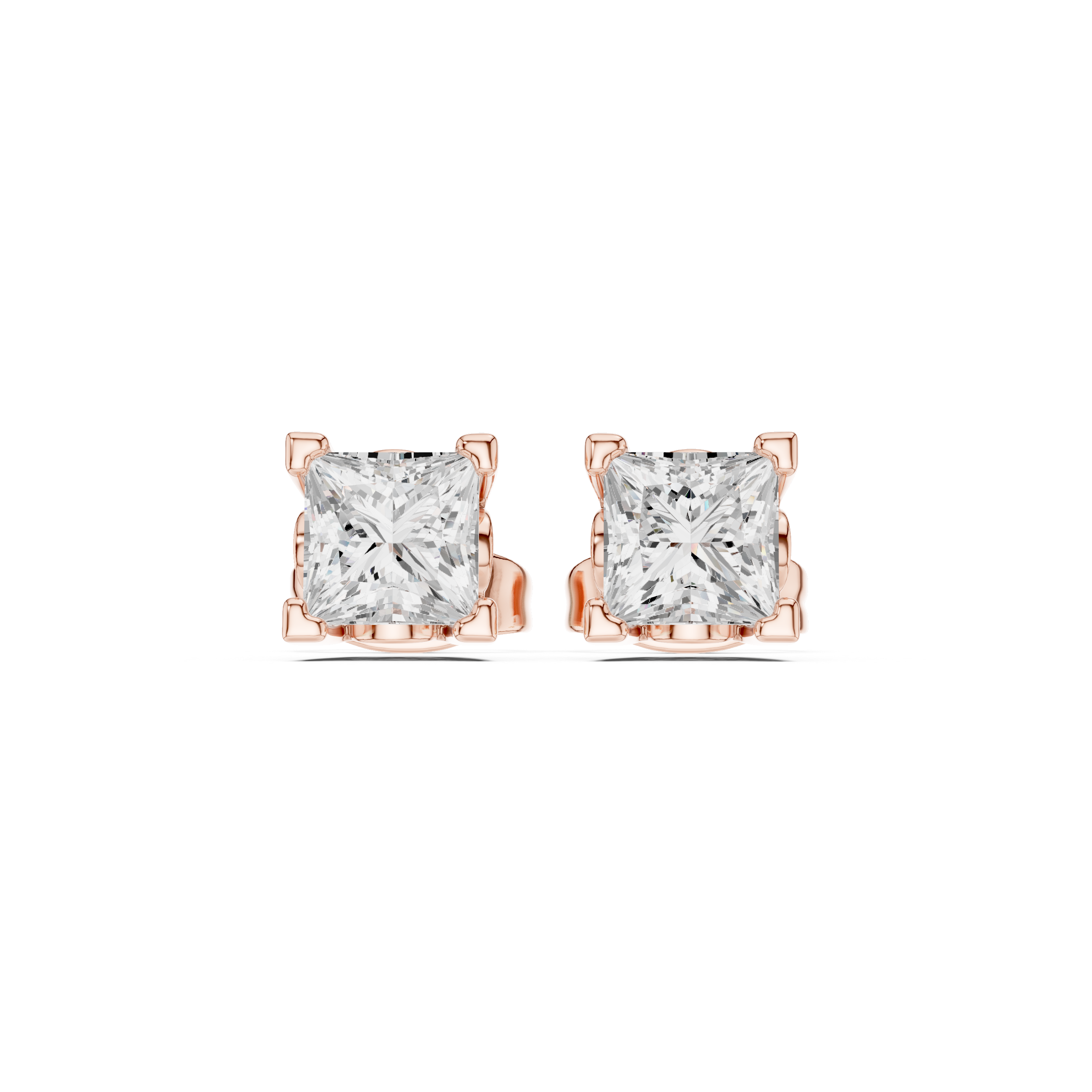 1.00ct H/VS1 Natural Princess Diamond Stud Earrings – Timeless Brilliance