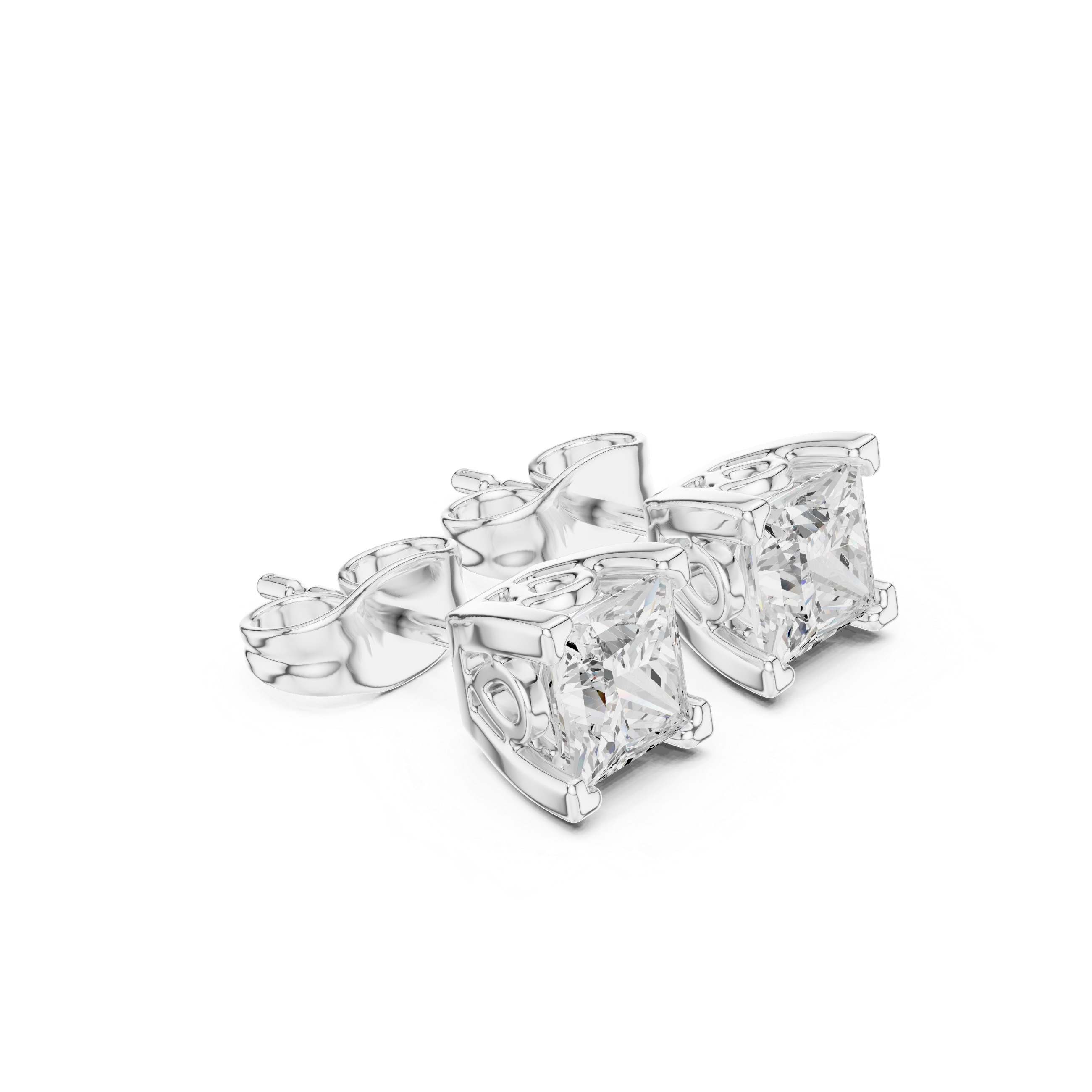 1.00ct H/VS1 Natural Princess Diamond Stud Earrings – Timeless Brilliance