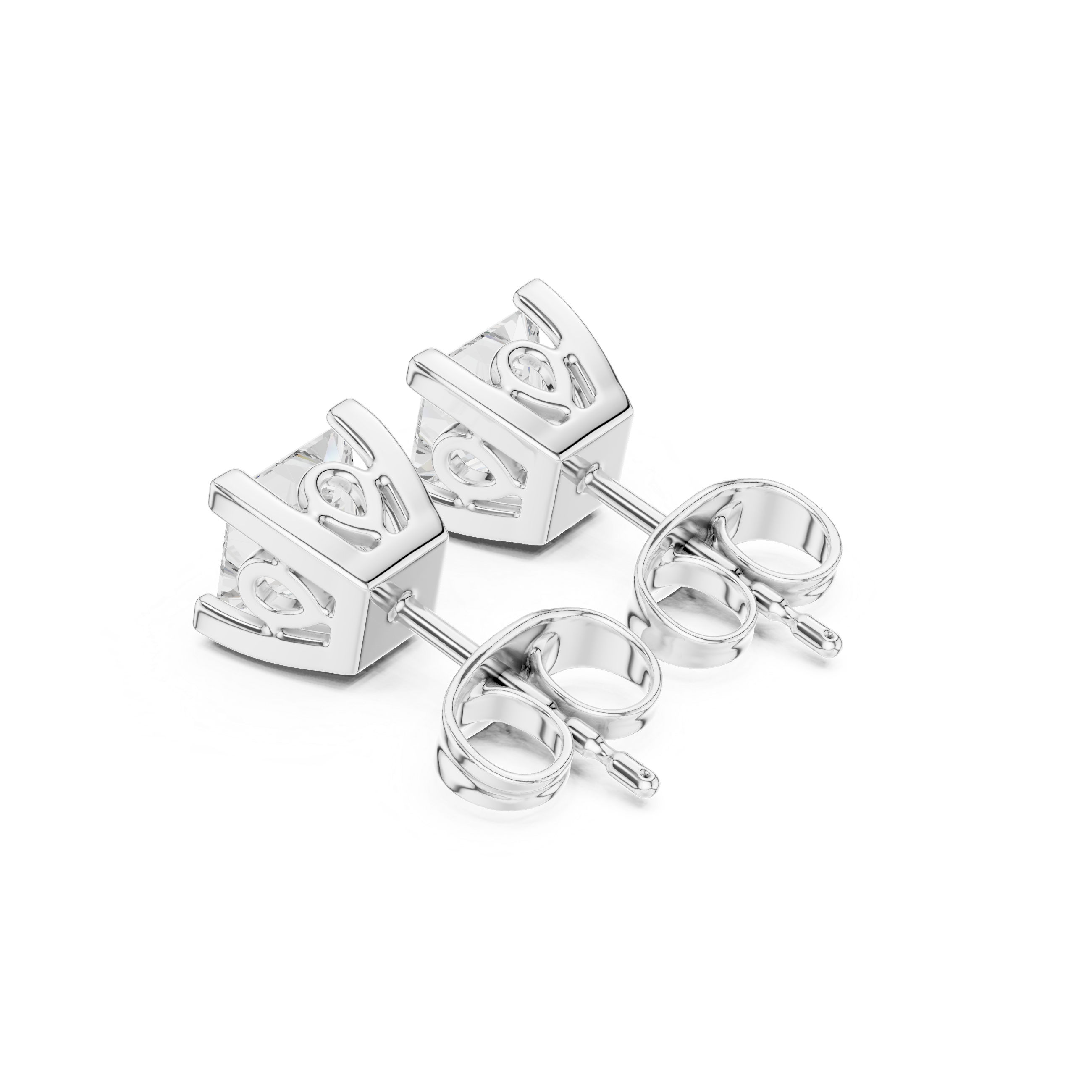 1.00ct H/VS1 Natural Princess Diamond Stud Earrings – Timeless Brilliance