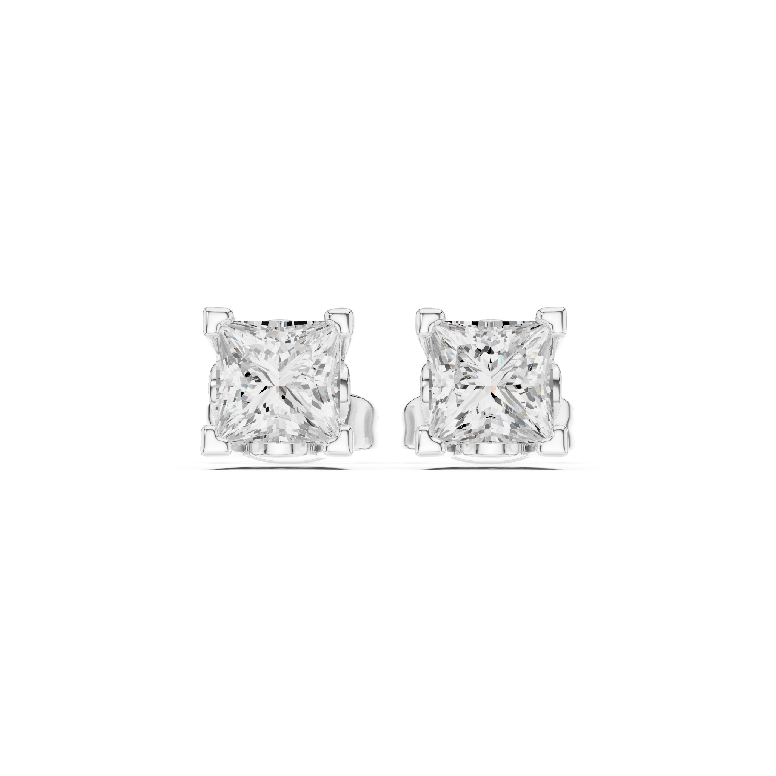 1.00ct H/VS1 Natural Princess Diamond Stud Earrings – Timeless Brilliance