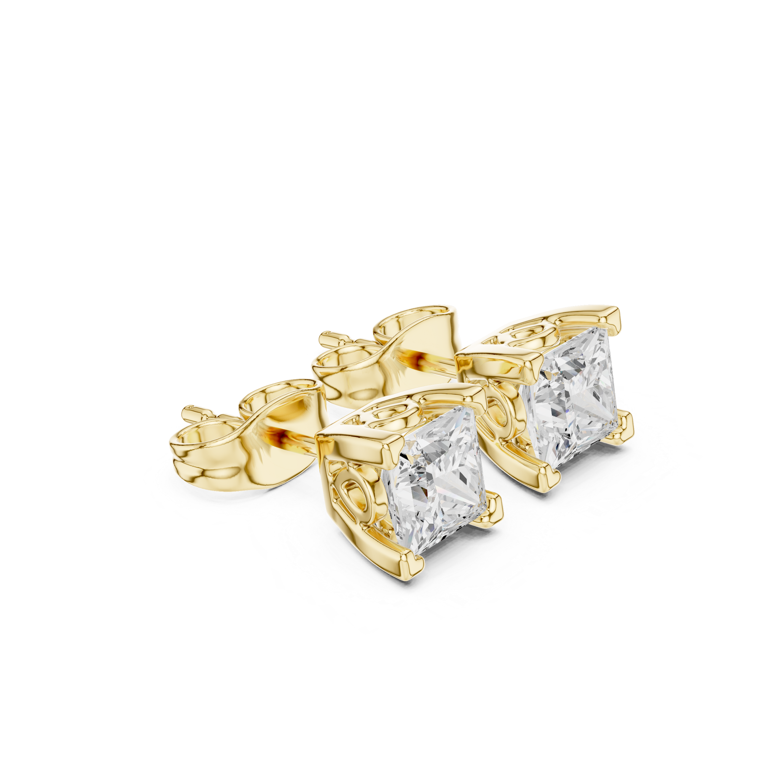 1.00ct H/VS1 Natural Princess Diamond Stud Earrings – Timeless Brilliance