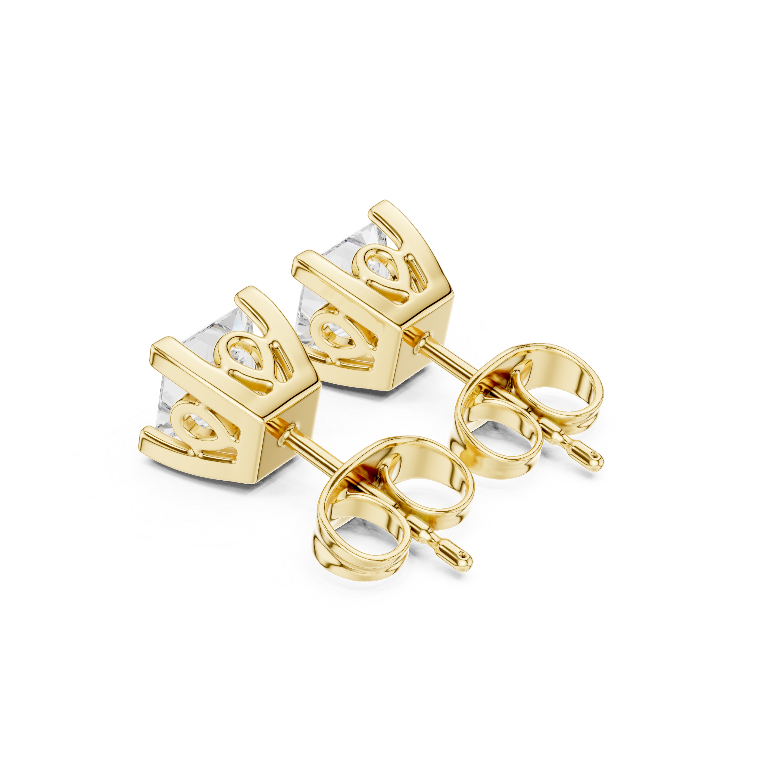 1.00ct H/VS1 Natural Princess Diamond Stud Earrings – Timeless Brilliance