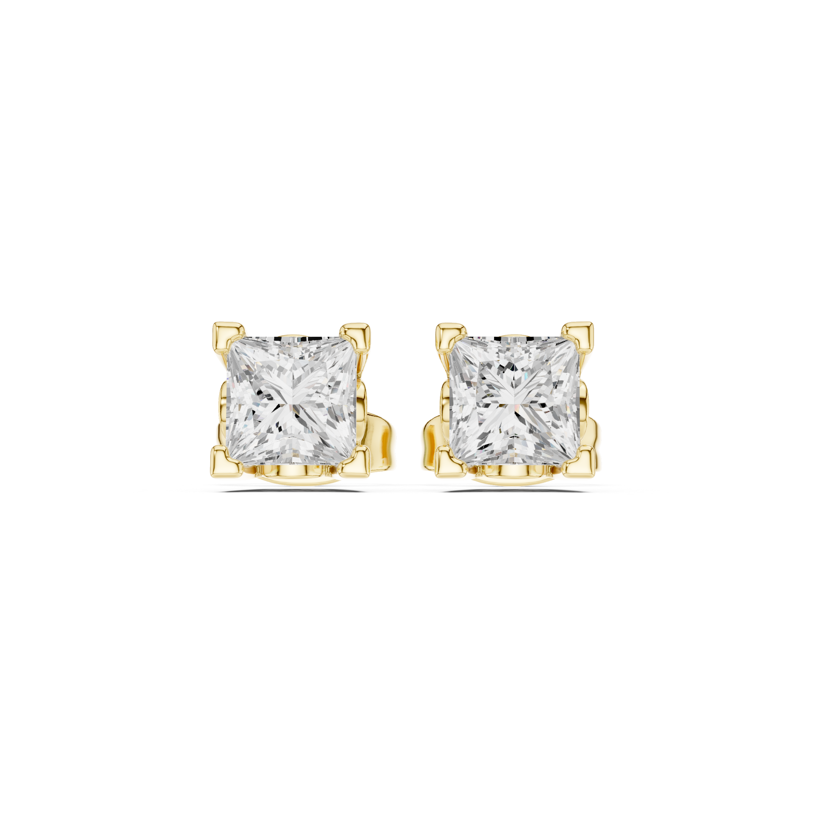 1.00ct H/VS1 Natural Princess Diamond Stud Earrings – Timeless Brilliance