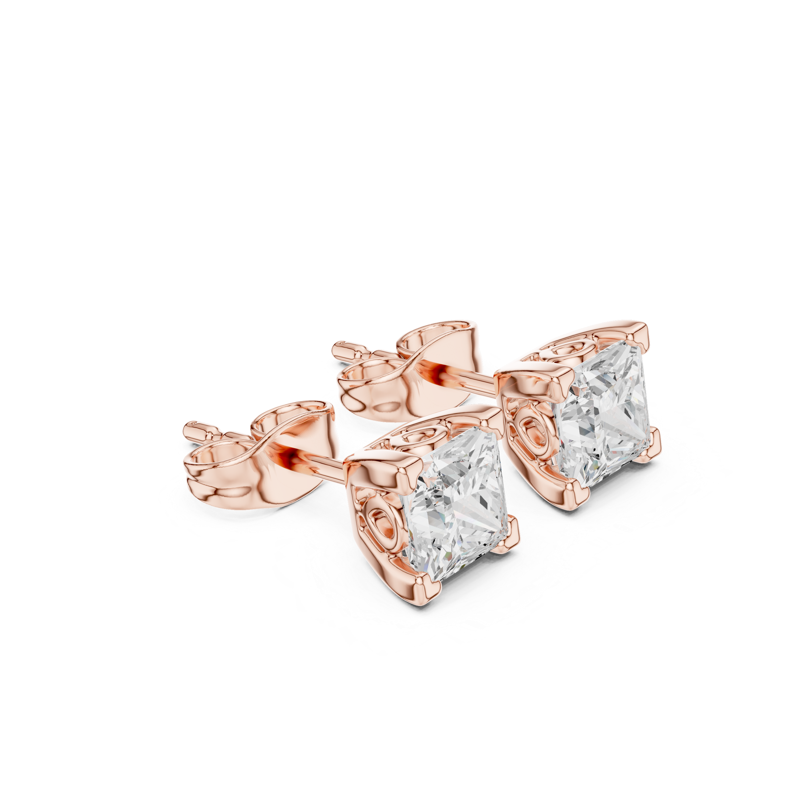 0.75 Carat Natural Princess Diamond Studs – H Color, VS2 Clarity