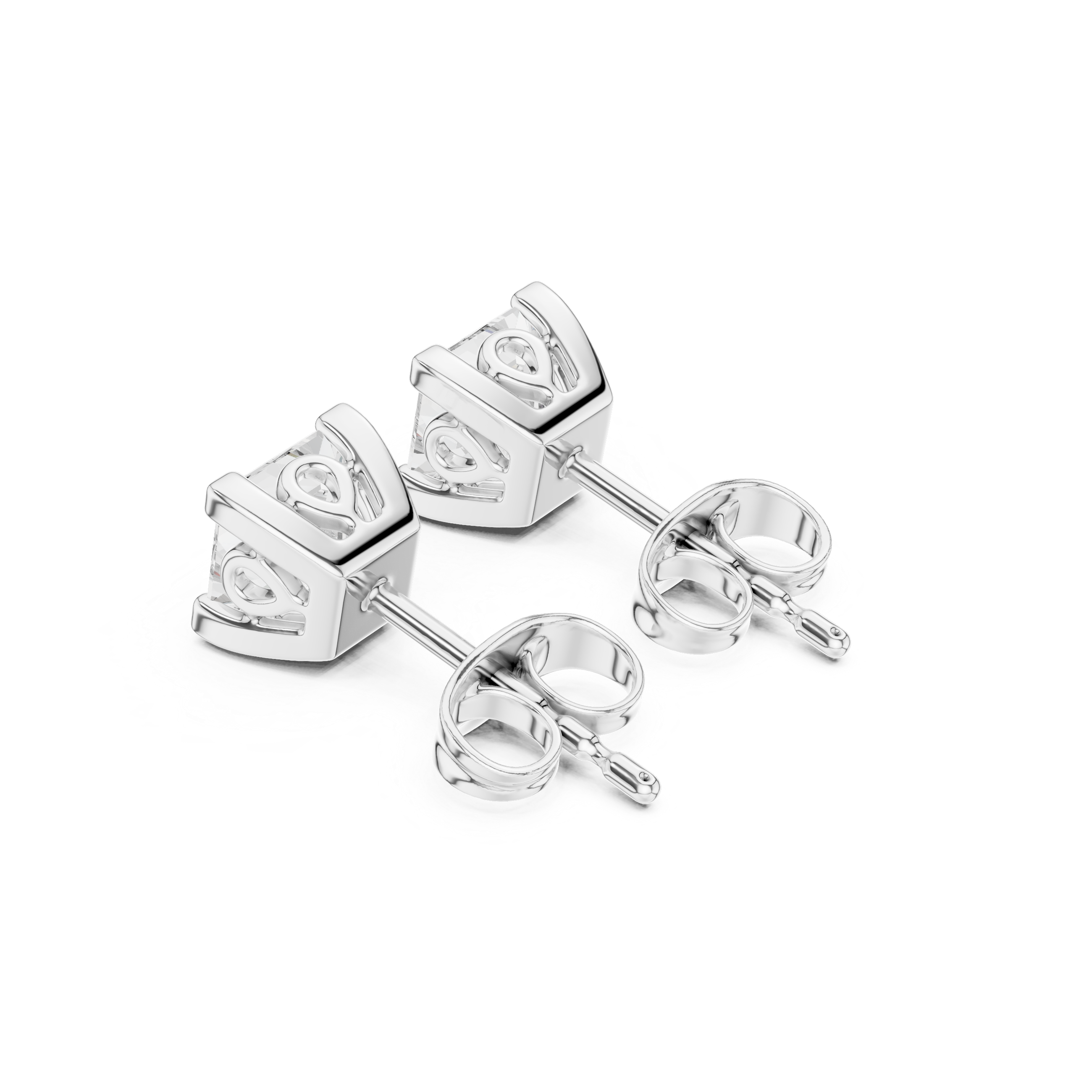 0.75 Carat Natural Princess Diamond Studs – H Color, VS2 Clarity