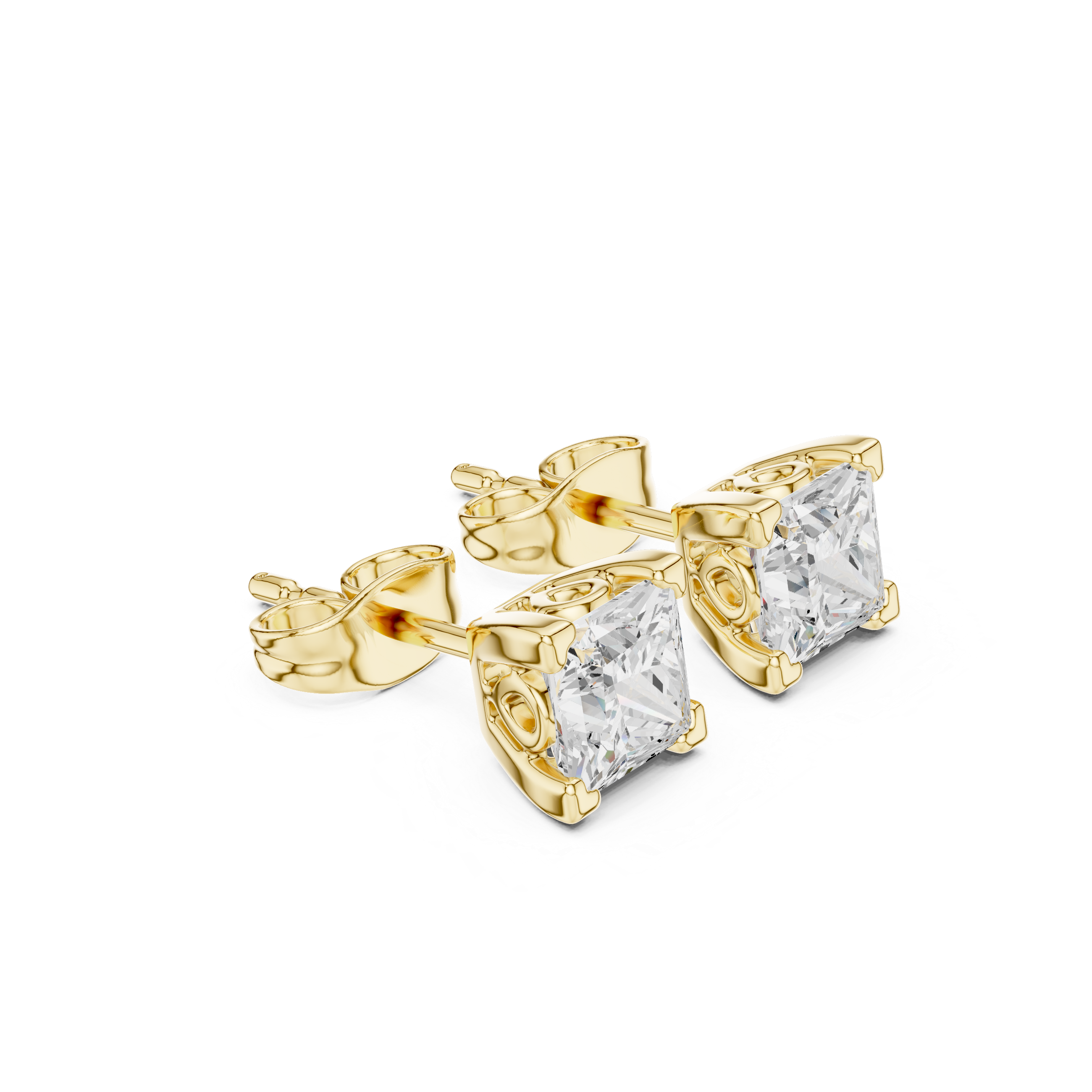 0.75 Carat Natural Princess Diamond Studs – H Color, VS2 Clarity