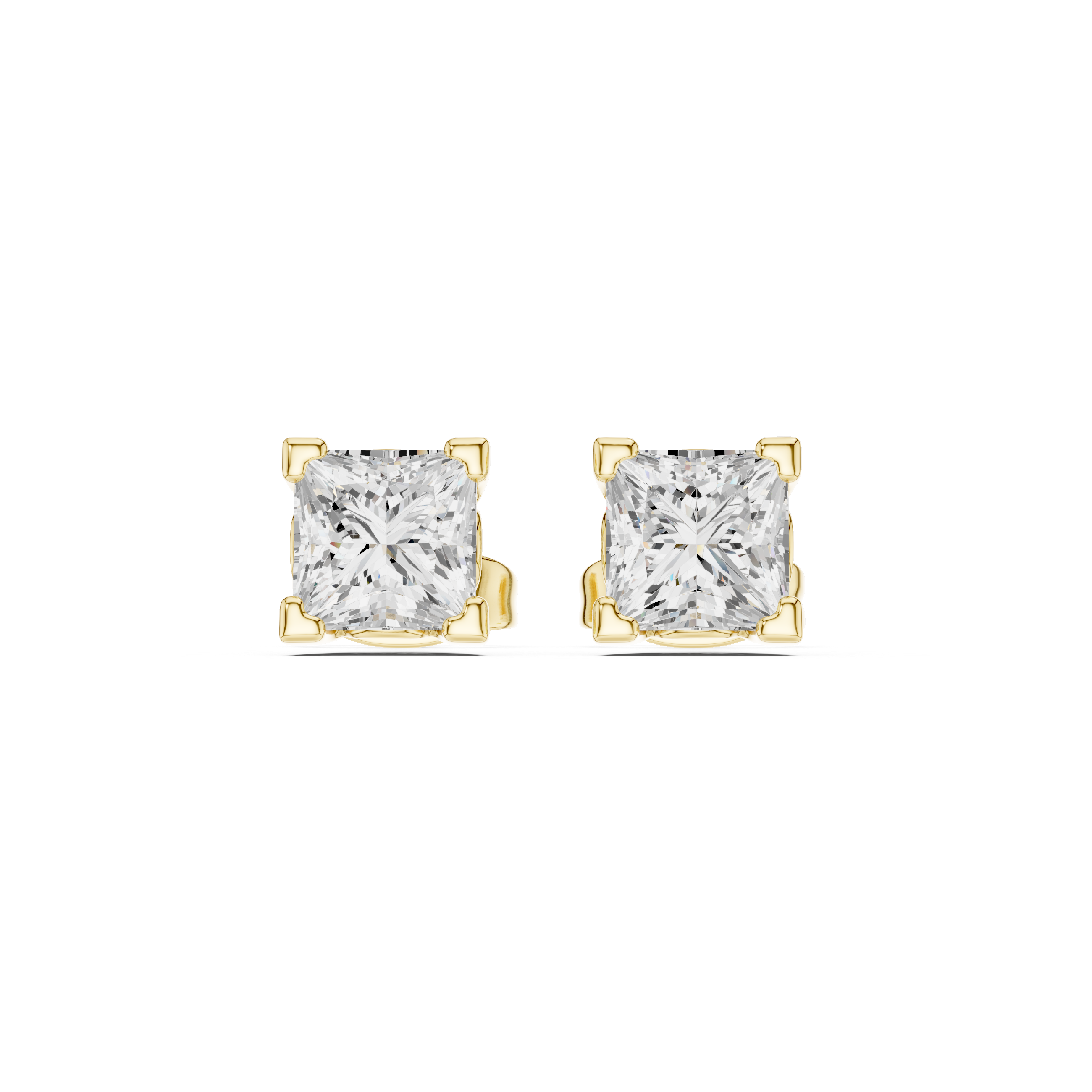 0.75 Carat Natural Princess Diamond Studs – H Color, VS2 Clarity