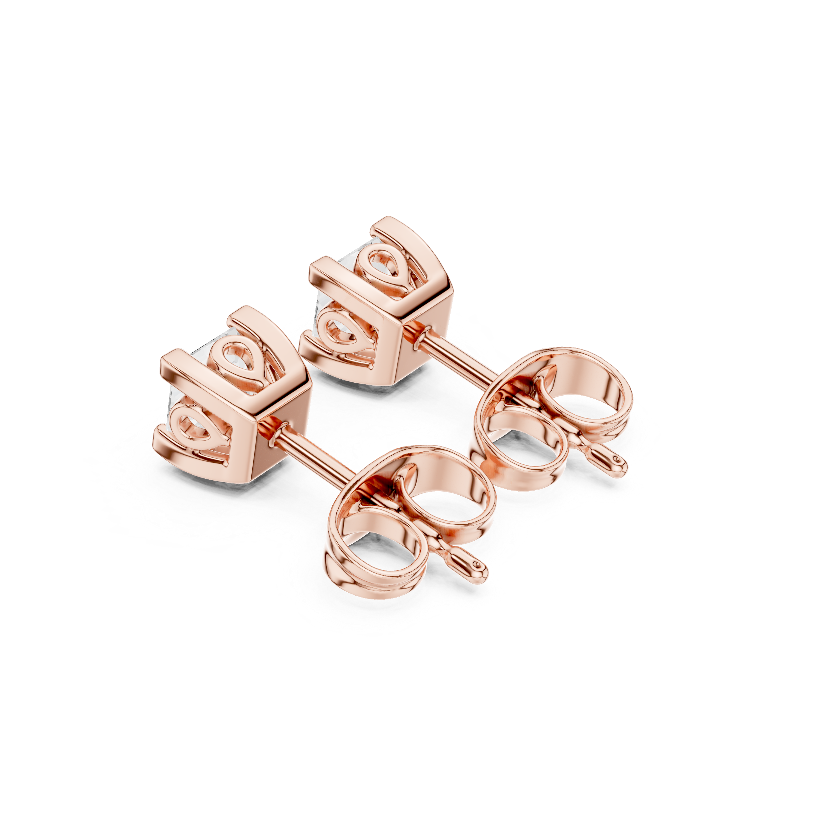 Princess Cut 0.50ct Natural Diamond Stud Earrings – I Color, SI1 Quality