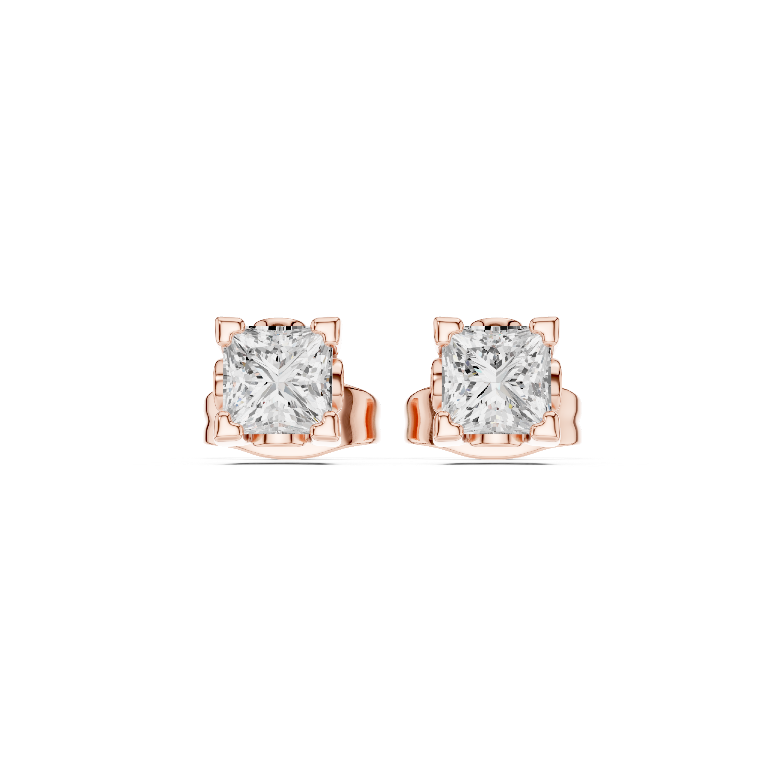 Princess Cut 0.50ct Natural Diamond Stud Earrings – I Color, SI1 Quality