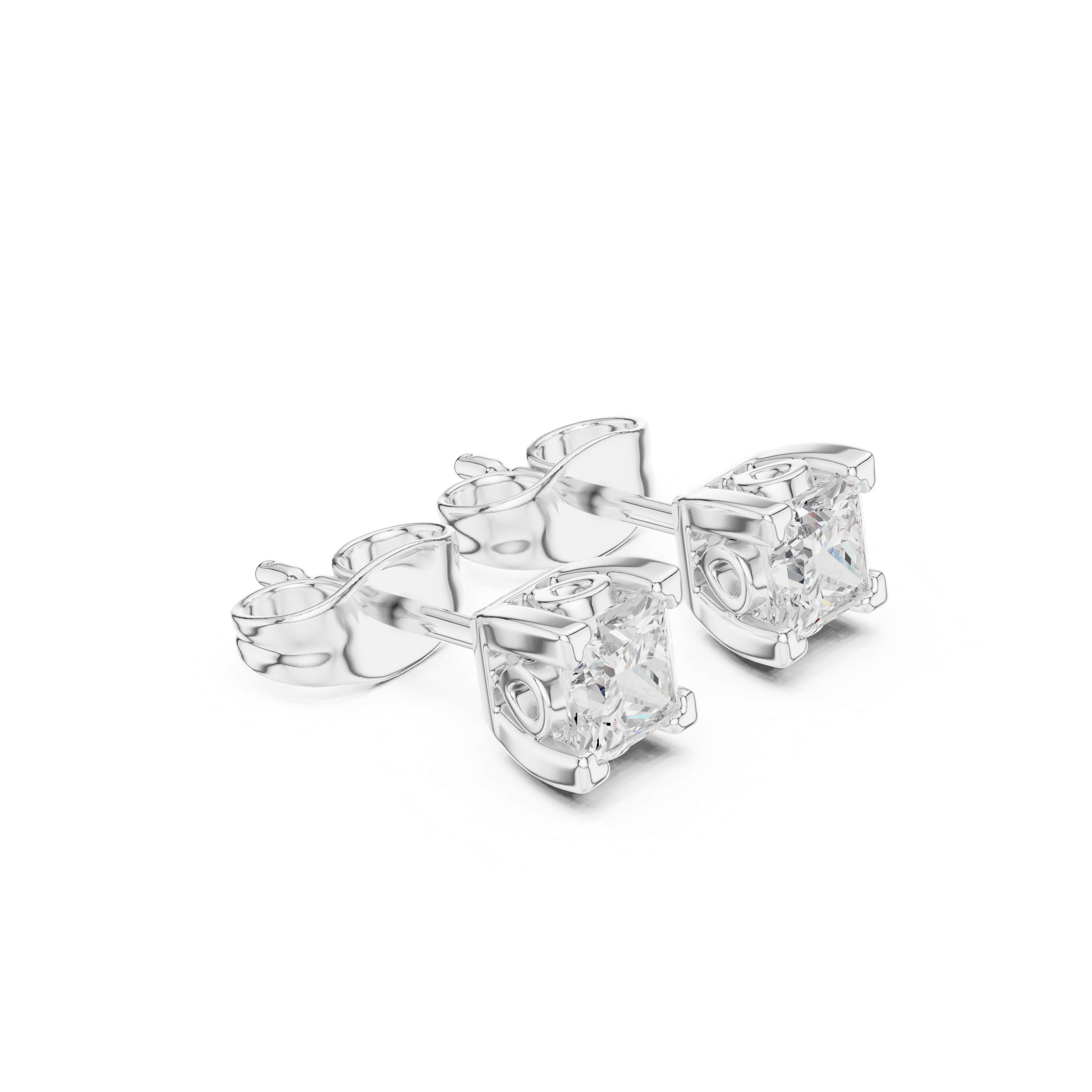 Princess Cut 0.50ct Natural Diamond Stud Earrings – I Color, SI1 Quality