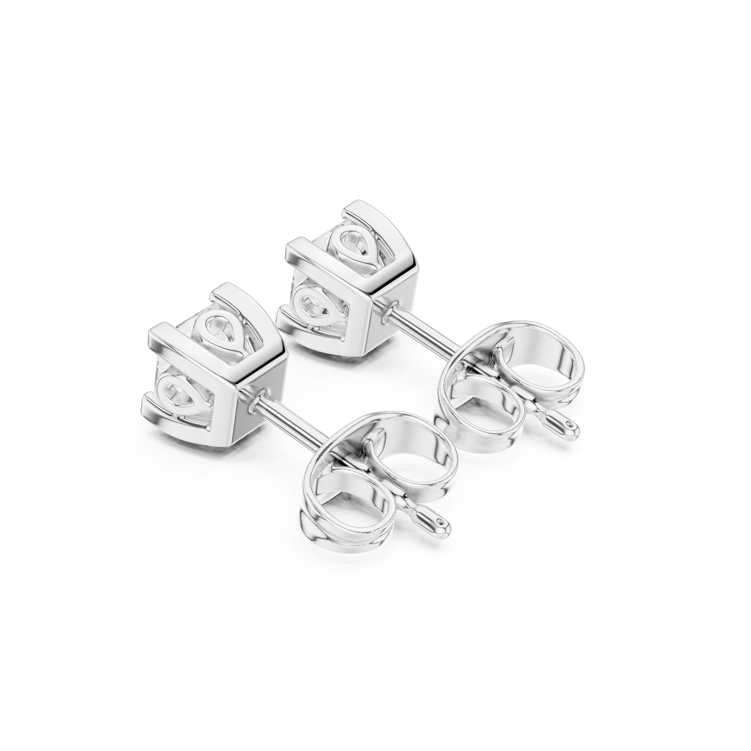 Princess Cut 0.50ct Natural Diamond Stud Earrings – I Color, SI1 Quality