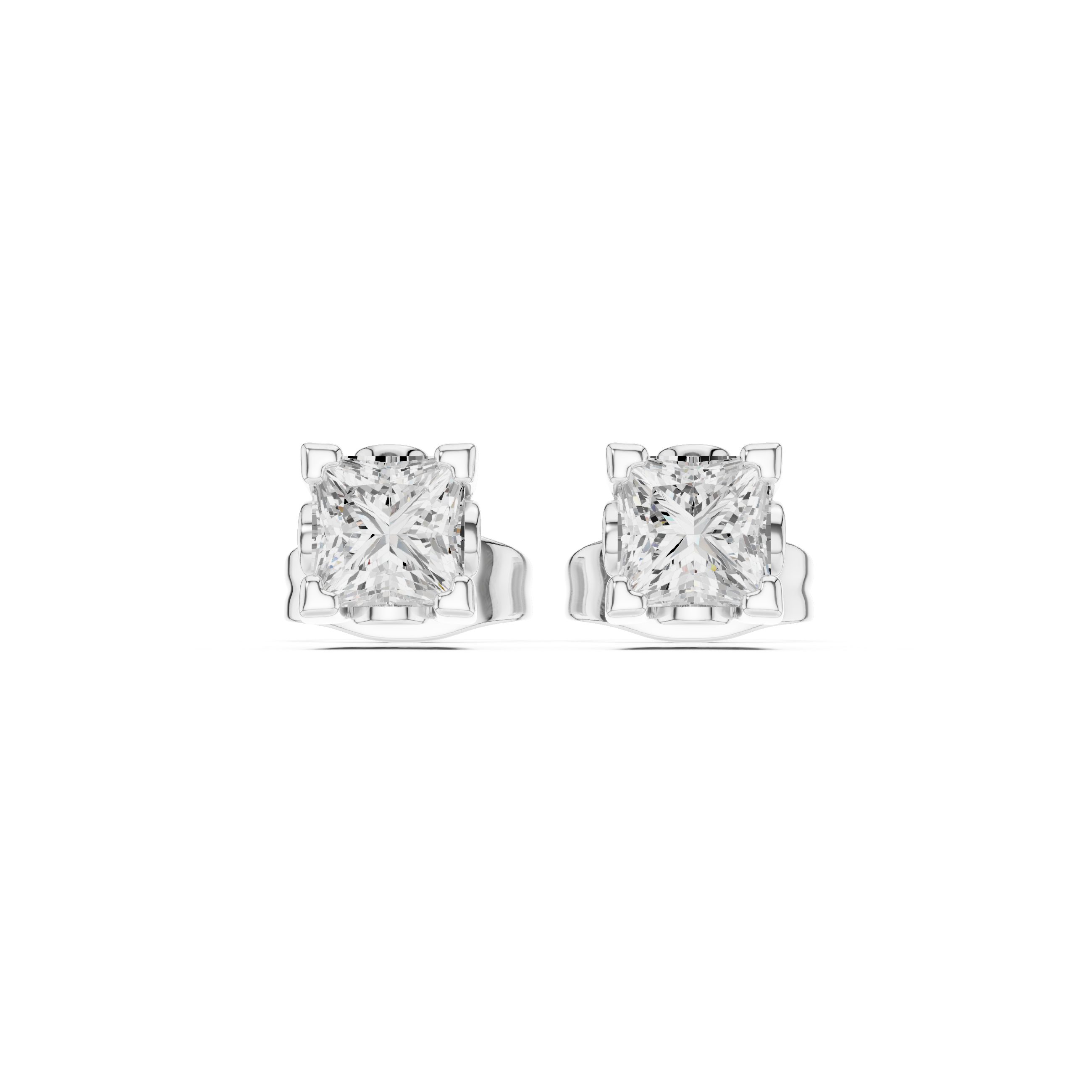 Princess Cut 0.50ct Natural Diamond Stud Earrings – I Color, SI1 Quality