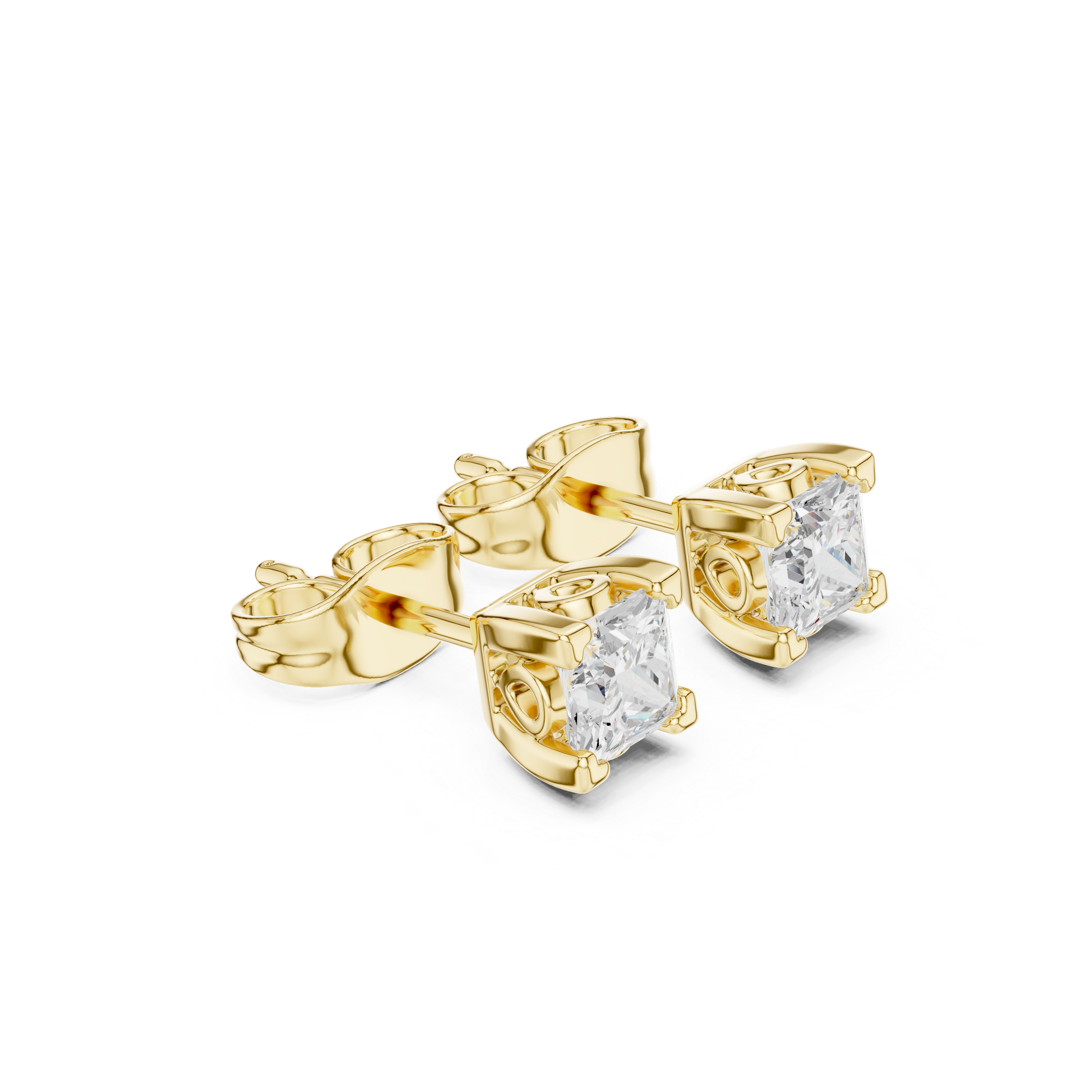 Princess Cut 0.50ct Natural Diamond Stud Earrings – I Color, SI1 Quality