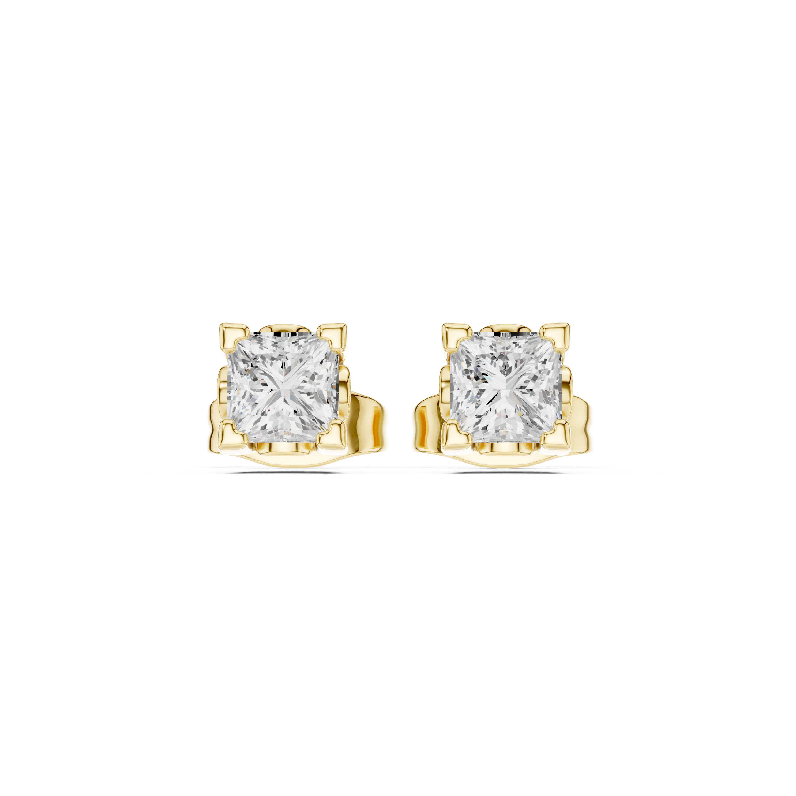 Princess Cut 0.50ct Natural Diamond Stud Earrings – I Color, SI1 Quality