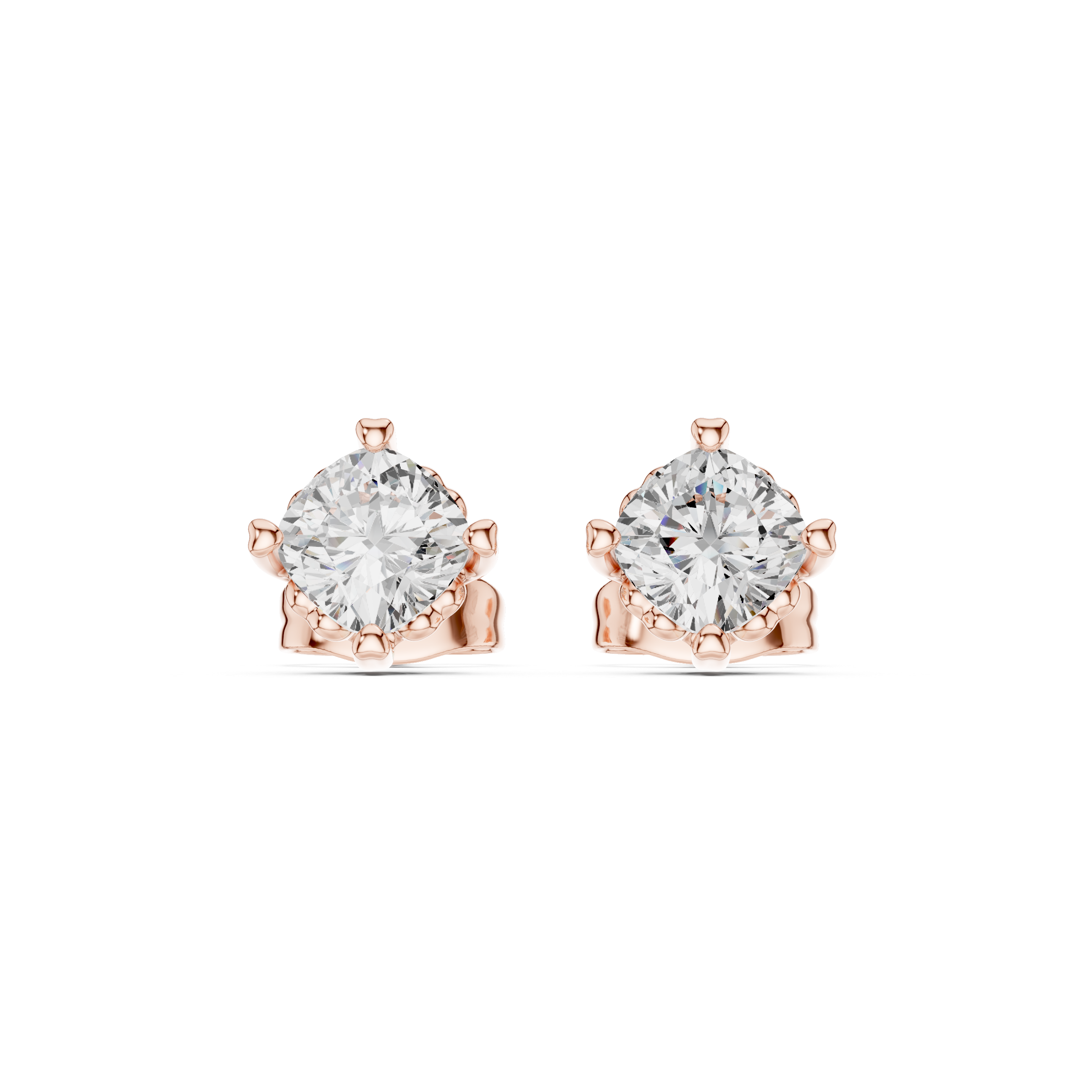 Cushion Cut 1.00ct Natural Diamond Stud Earrings – J Color, SI2 Quality
