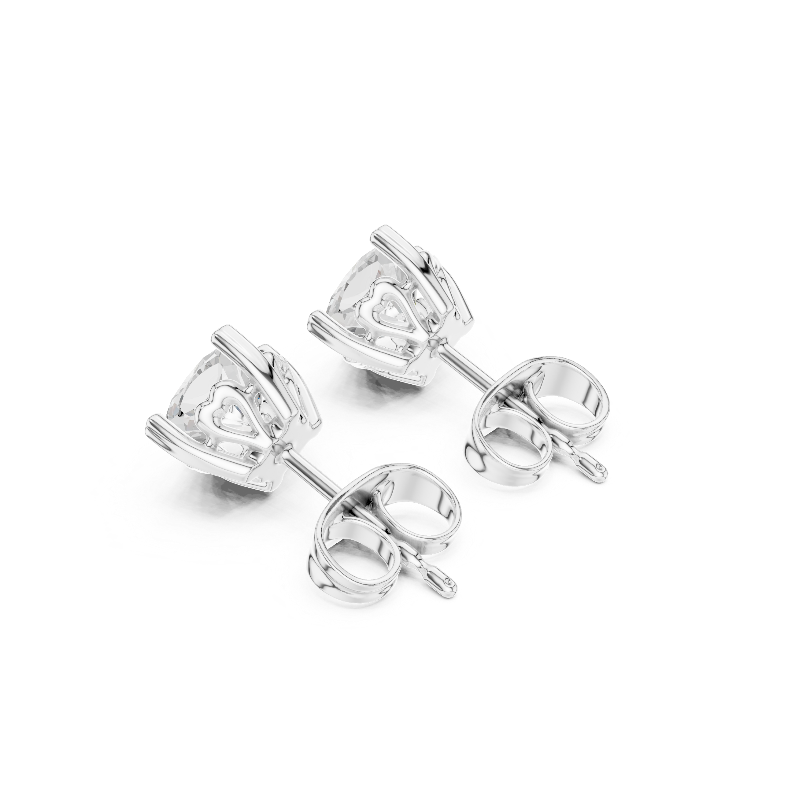 Cushion Cut 1.00ct Natural Diamond Stud Earrings – J Color, SI2 Quality