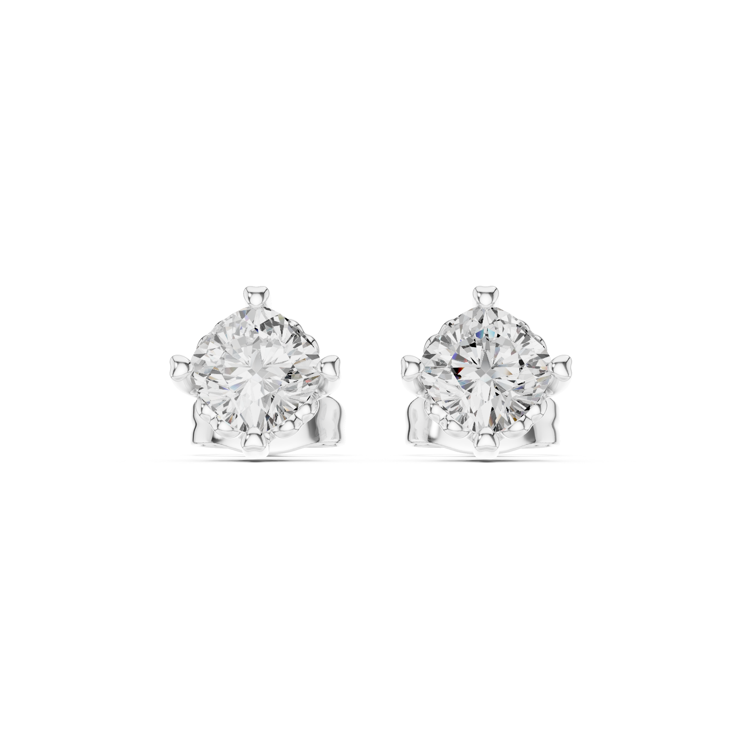 Cushion Cut 1.00ct Natural Diamond Stud Earrings – J Color, SI2 Quality