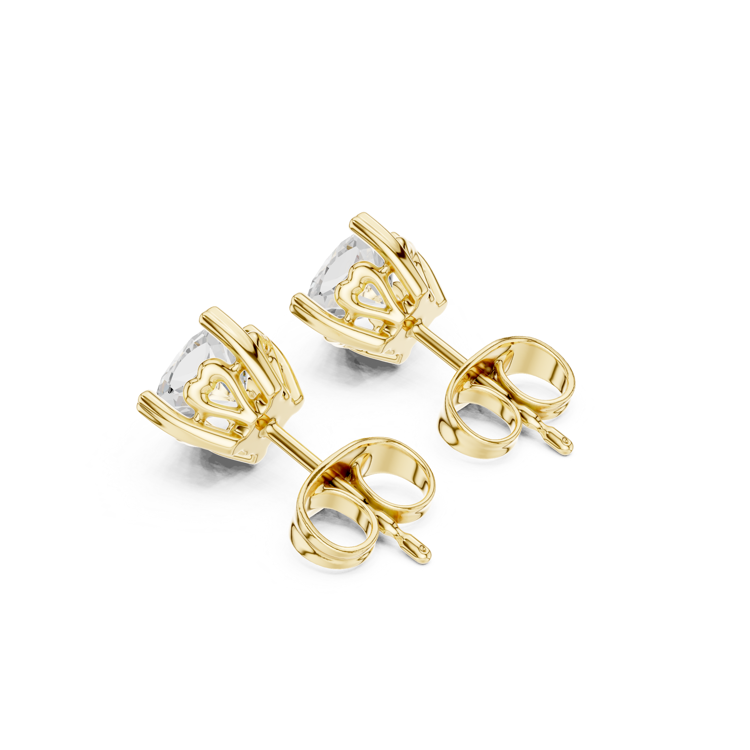 Cushion Cut 1.00ct Natural Diamond Stud Earrings – J Color, SI2 Quality