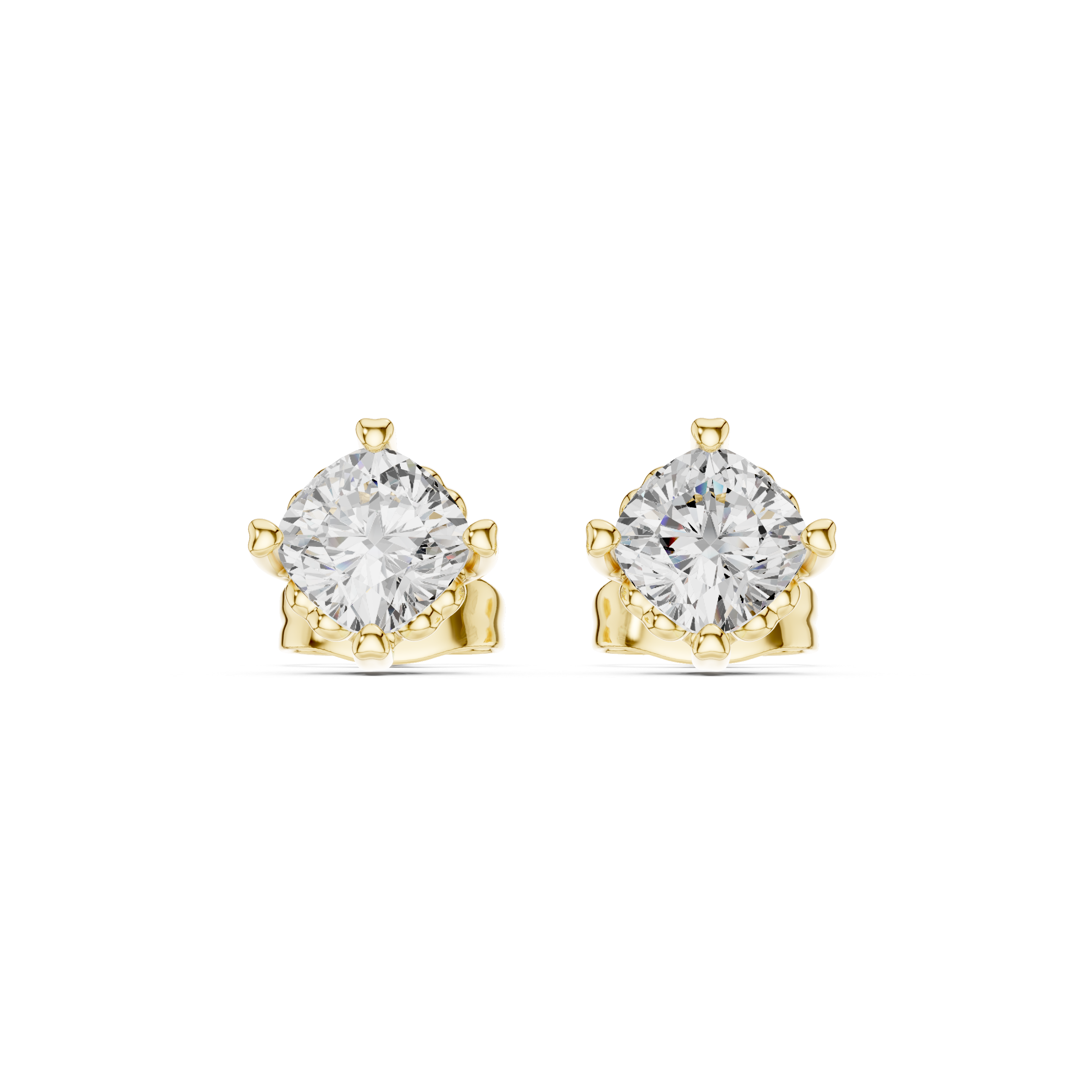 Cushion Cut 1.00ct Natural Diamond Stud Earrings – J Color, SI2 Quality
