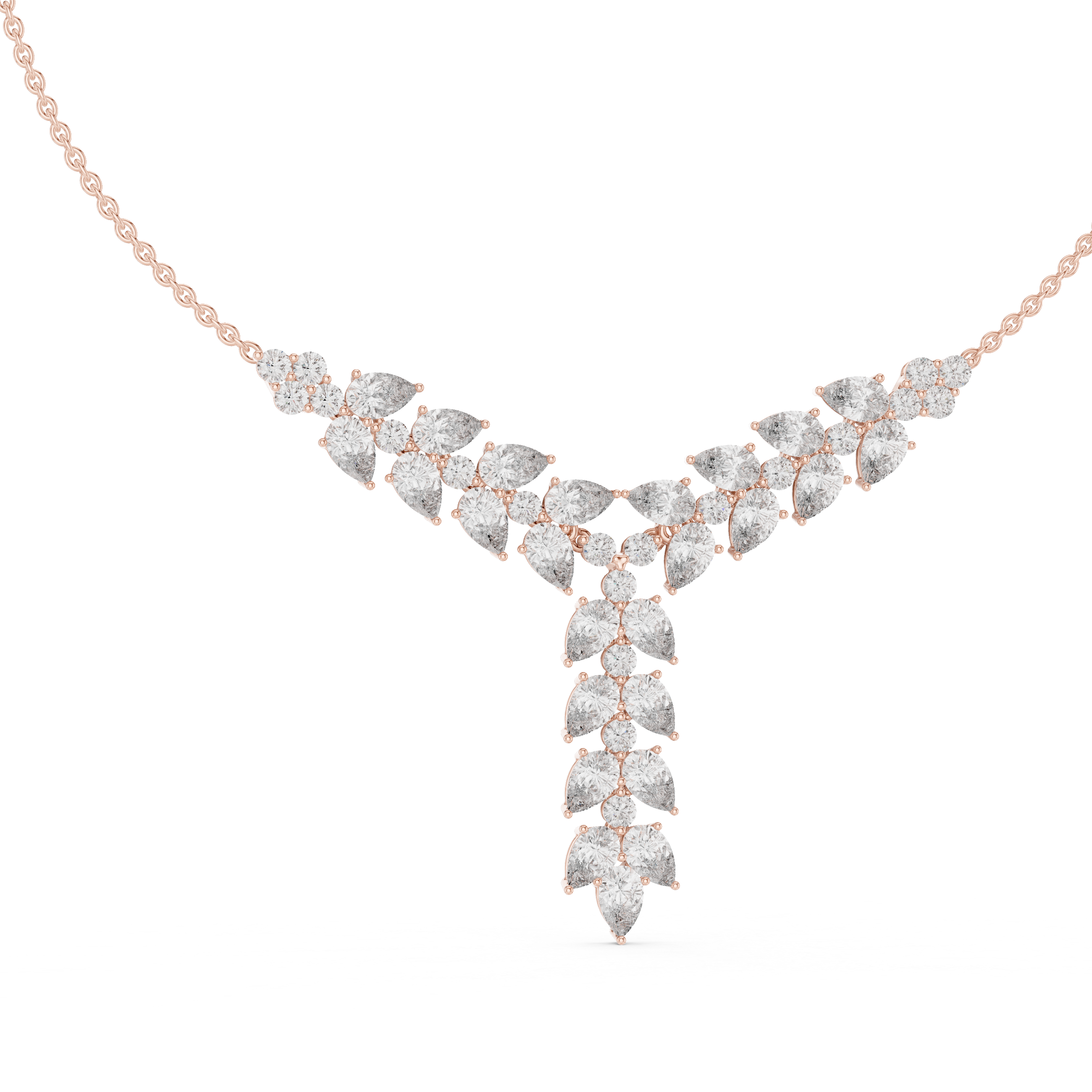 13.828ct Natural Diamond Bridal Necklace – Fancy Shape GH Color, VS Clarity