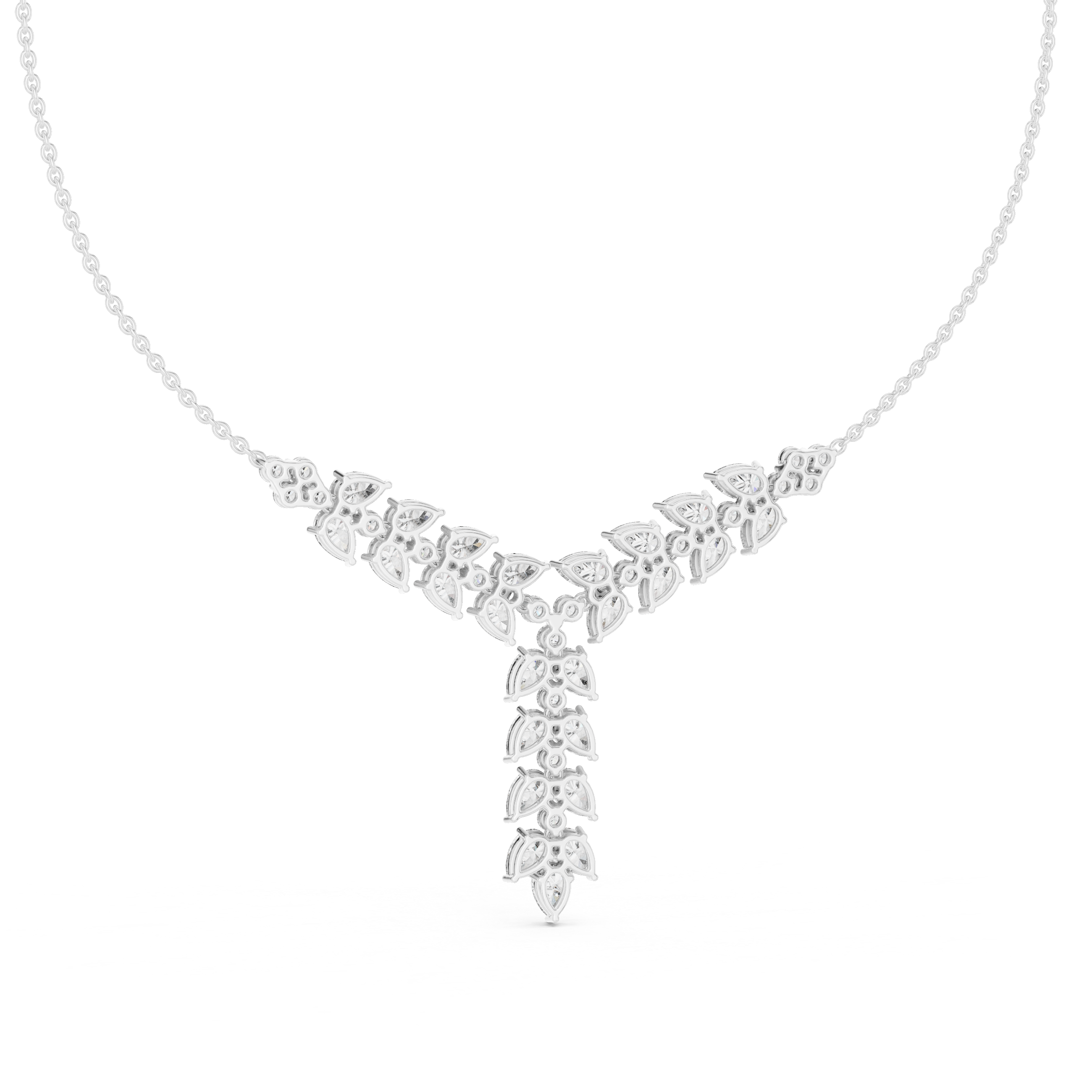 13.828ct Natural Diamond Bridal Necklace – Fancy Shape GH Color, VS Clarity