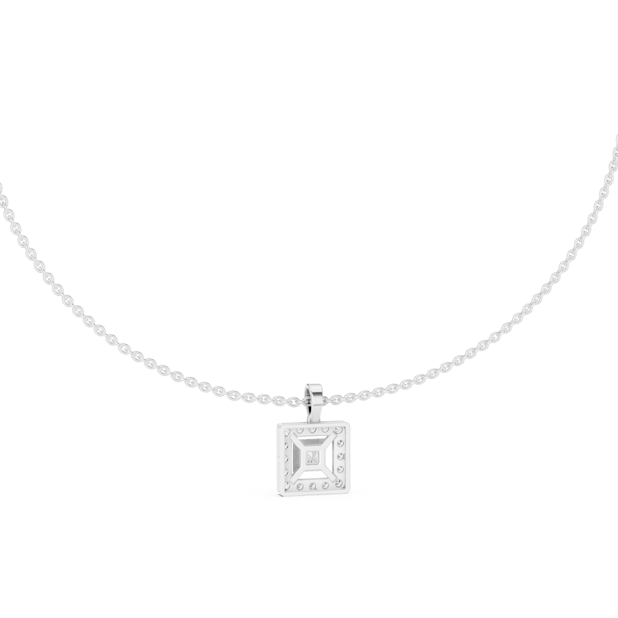 1.64 Ct H/VS2 Princess Cut Diamond Halo Pendant