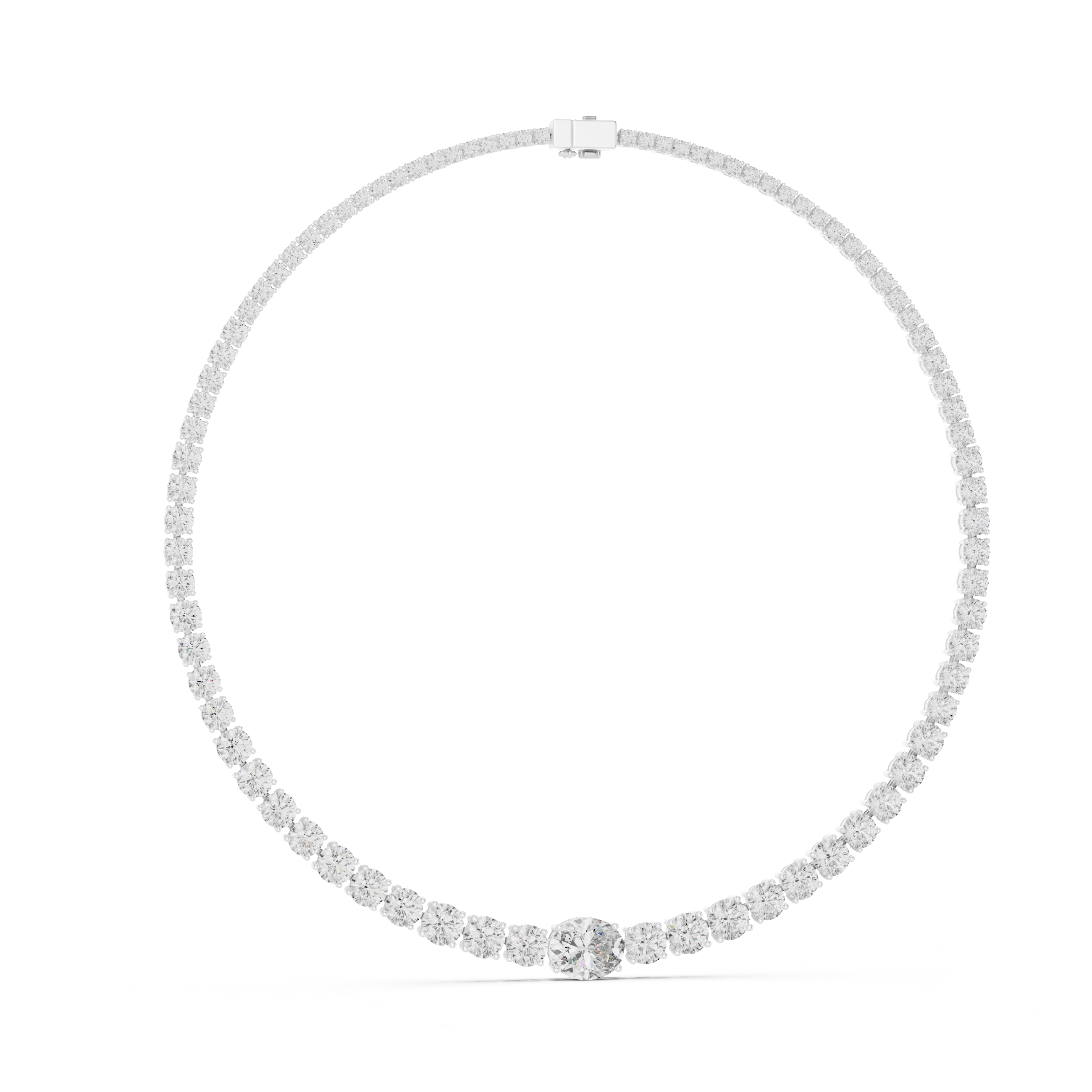 26.82 Ct Natural Diamond Tennis Necklace – H/SI2