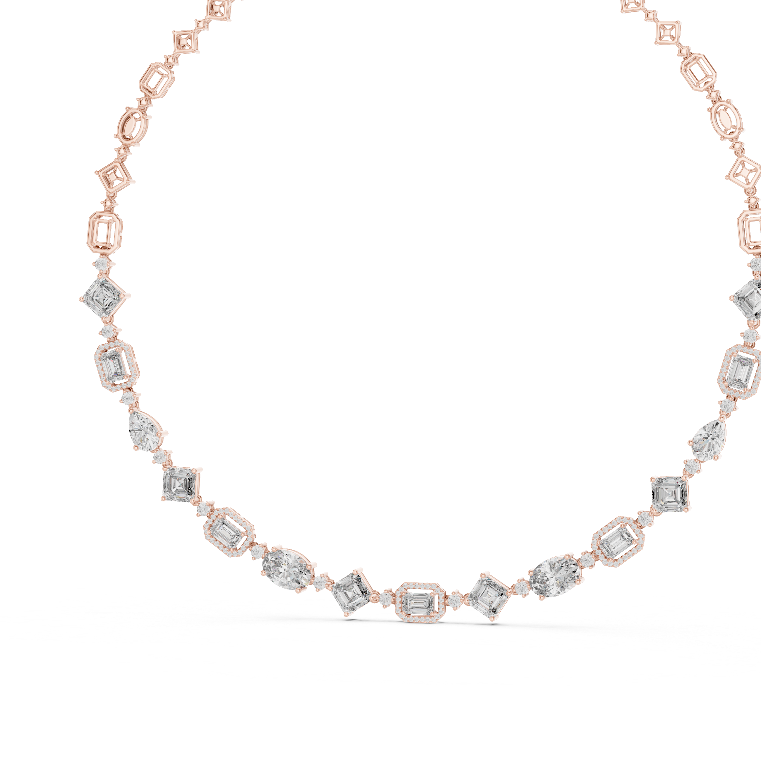 18.6 Ct Natural Diamond Multi-Shape Tennis Necklace