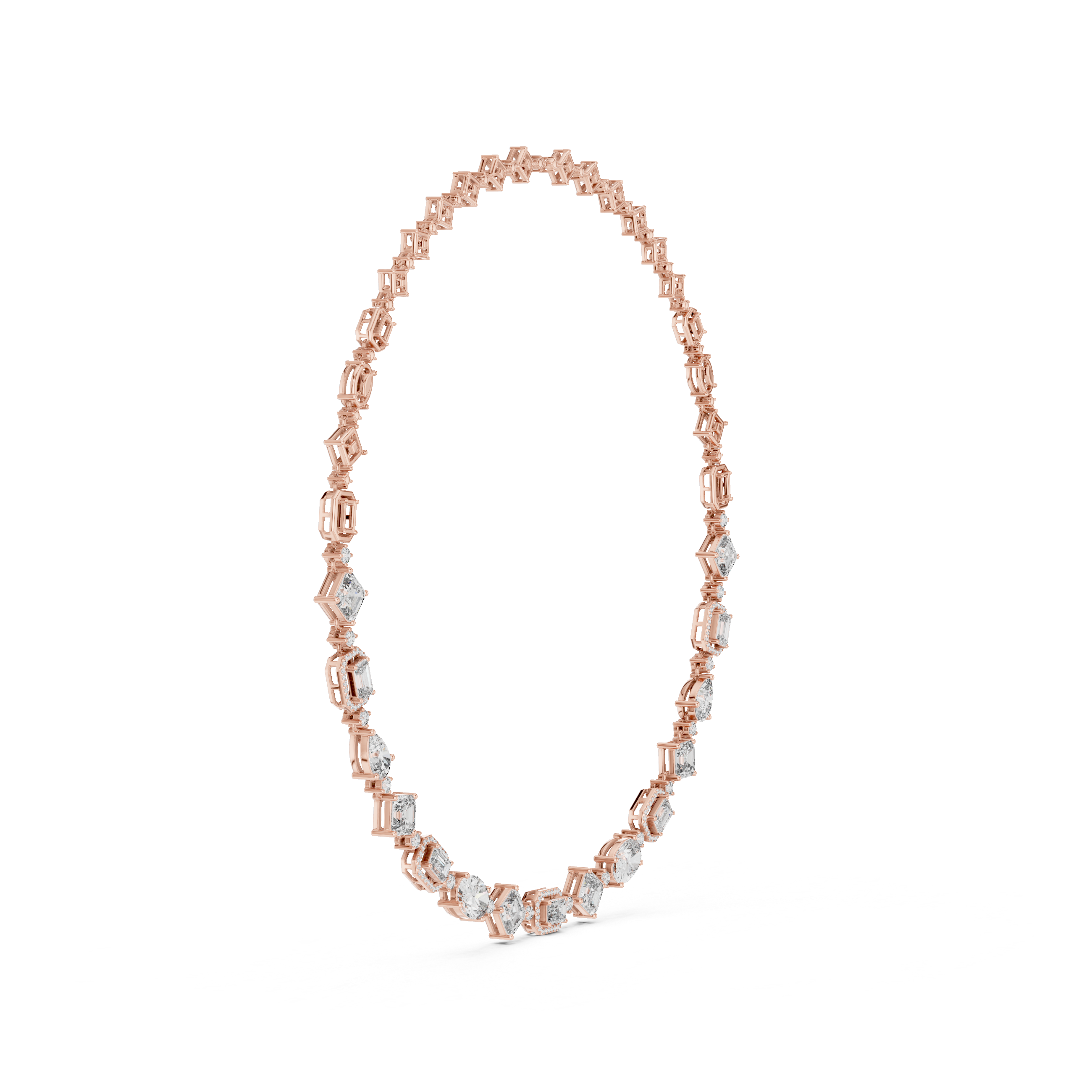 18.6 Ct Natural Diamond Multi-Shape Tennis Necklace