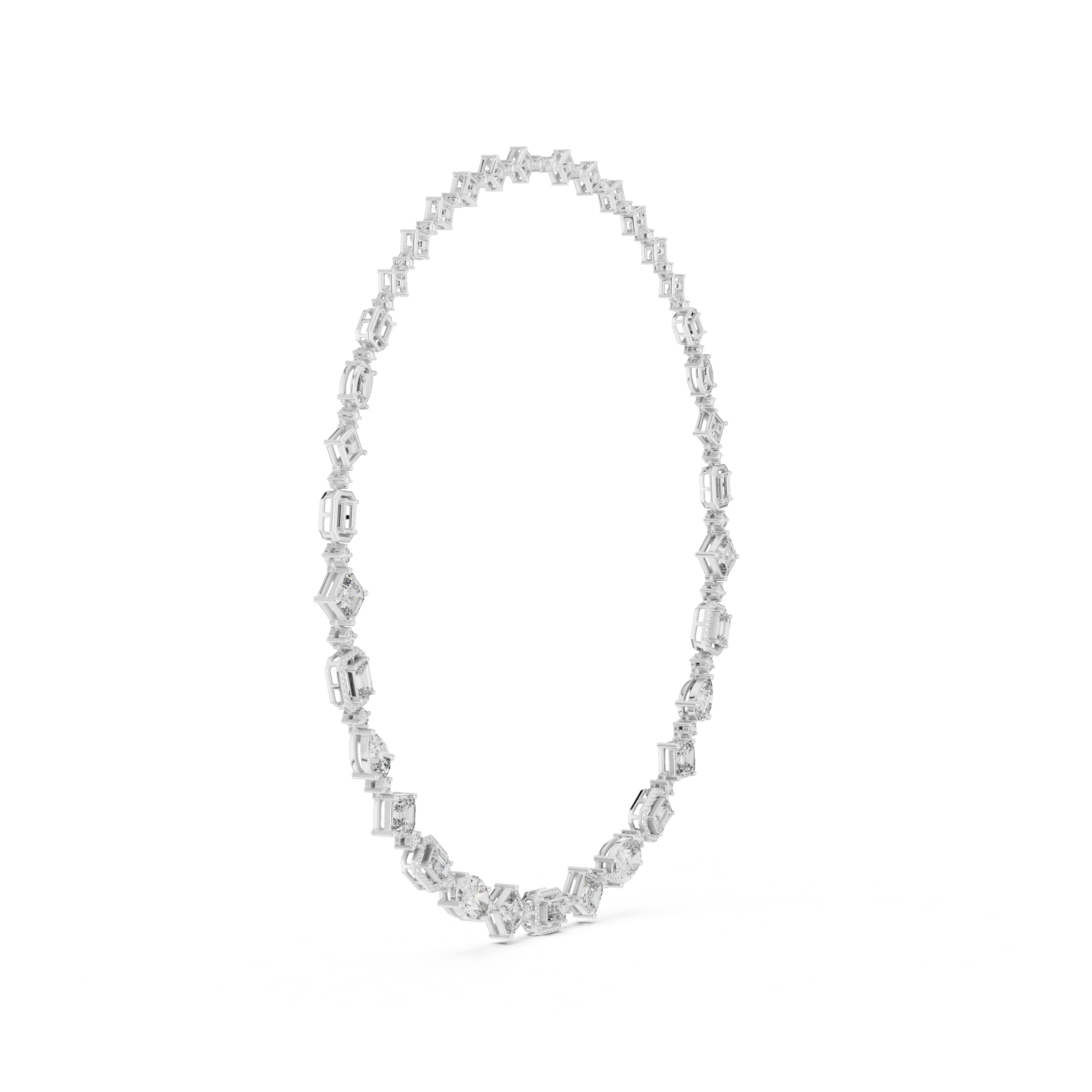 18.6 Ct Natural Diamond Multi-Shape Tennis Necklace