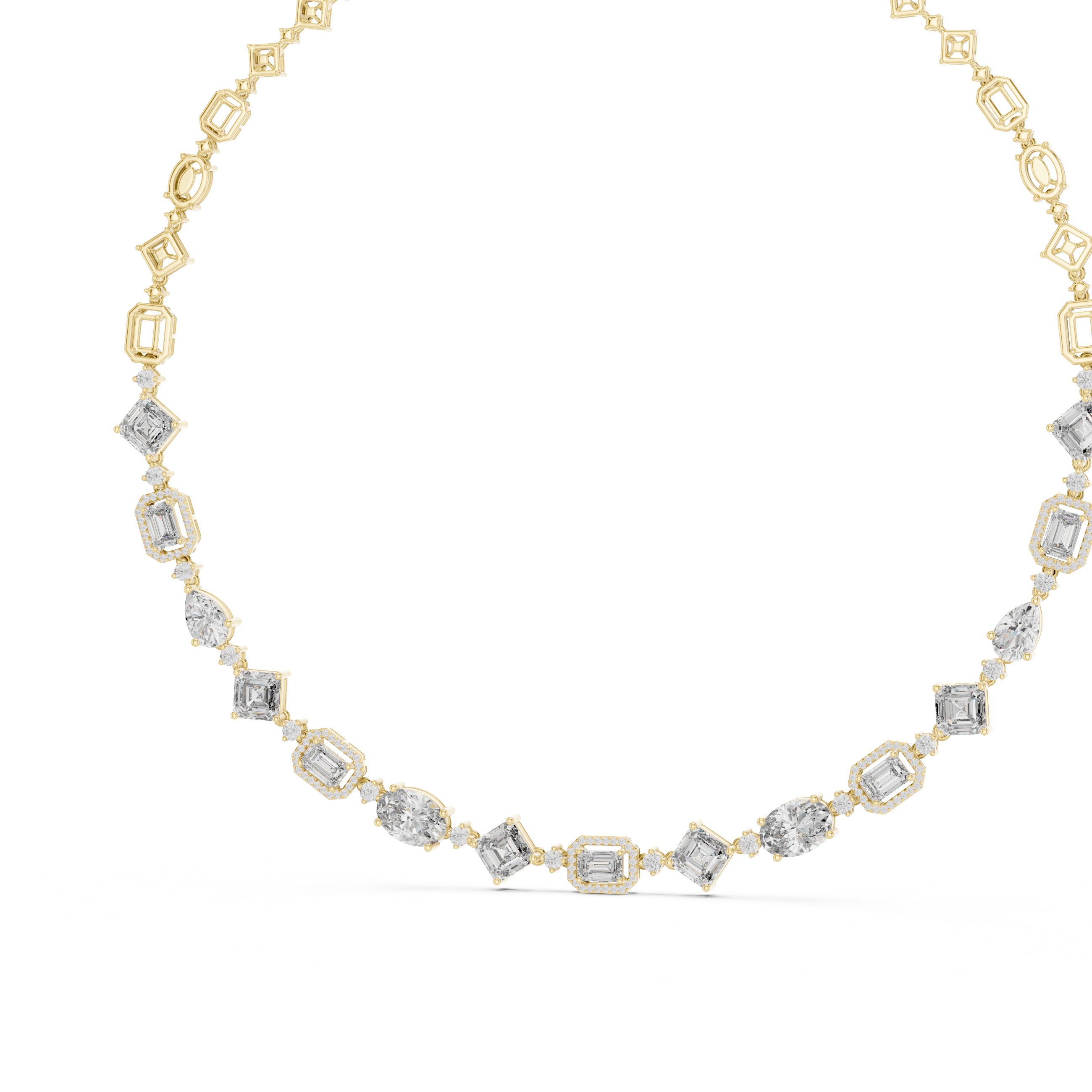 18.6 Ct Natural Diamond Multi-Shape Tennis Necklace