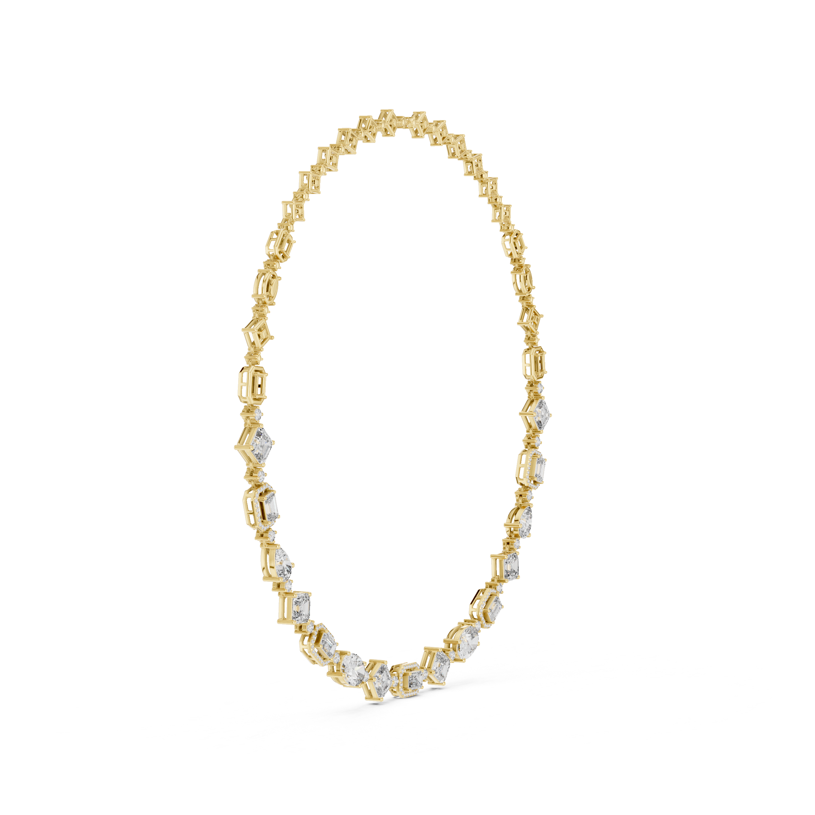 18.6 Ct Natural Diamond Multi-Shape Tennis Necklace