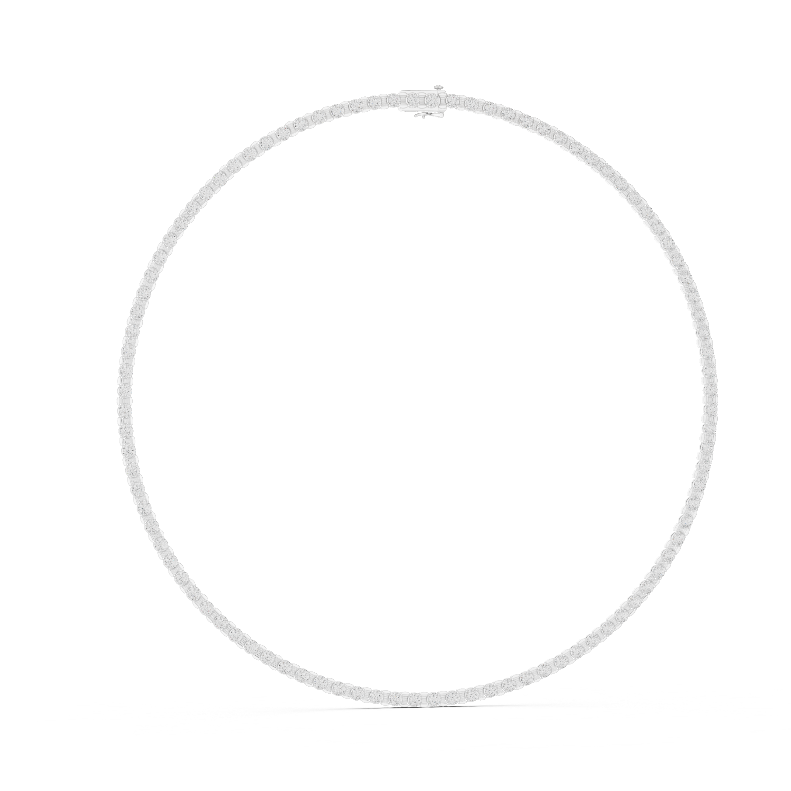 14.016 Ct Natural Diamond Tennis Necklace GH SI