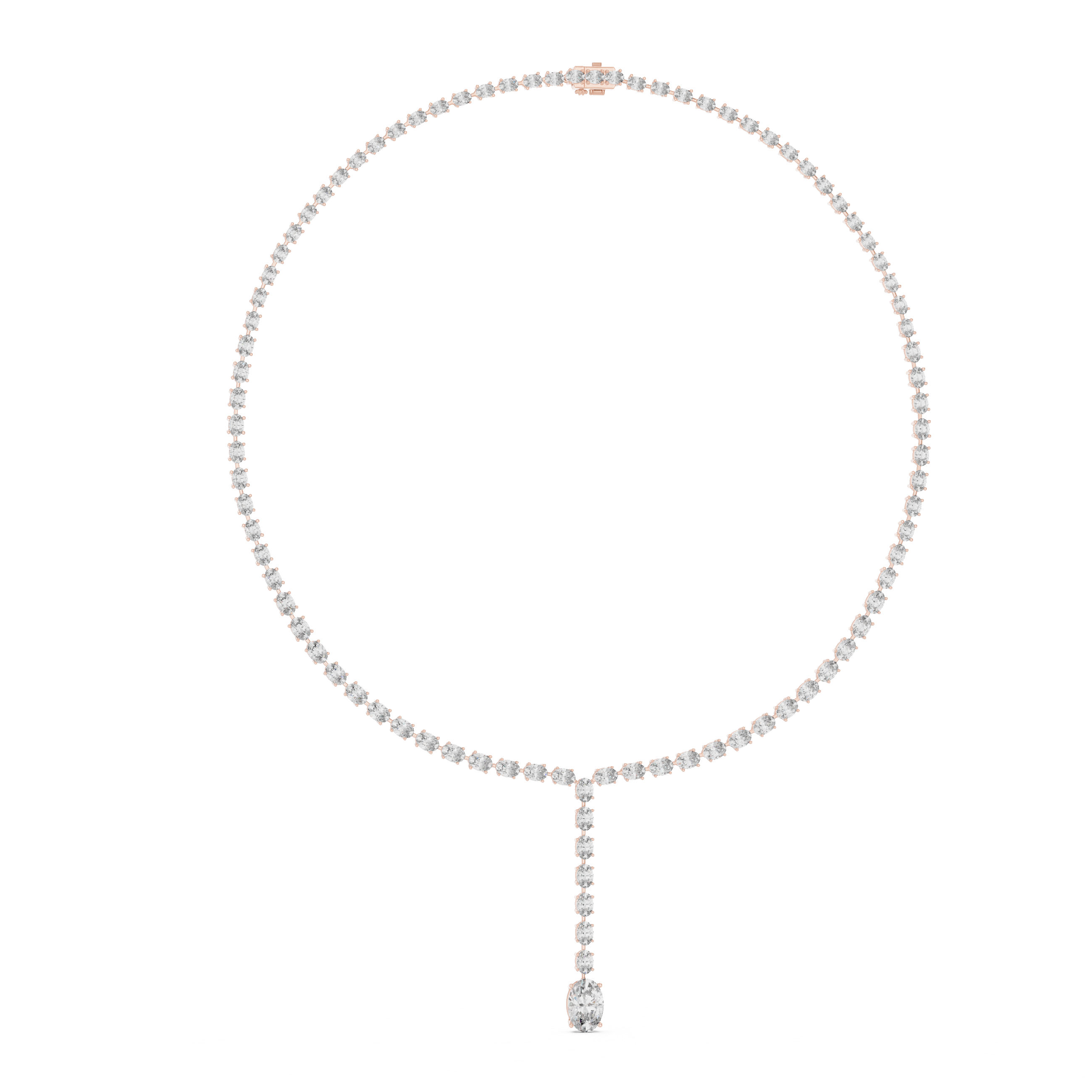 15.4 Ct Oval Cut Natural Diamond Tennis Necklace