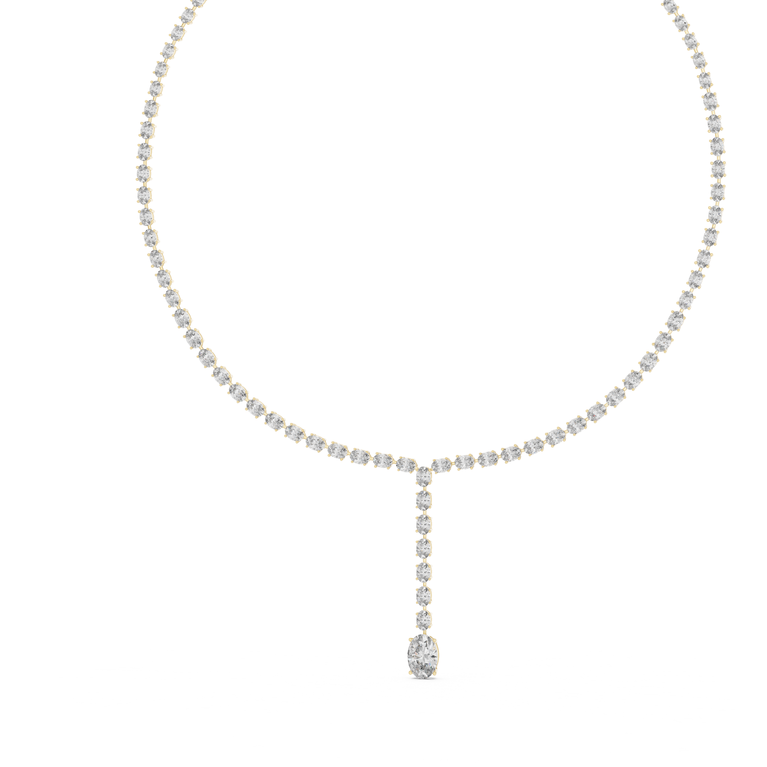 15.4 Ct Oval Cut Natural Diamond Tennis Necklace