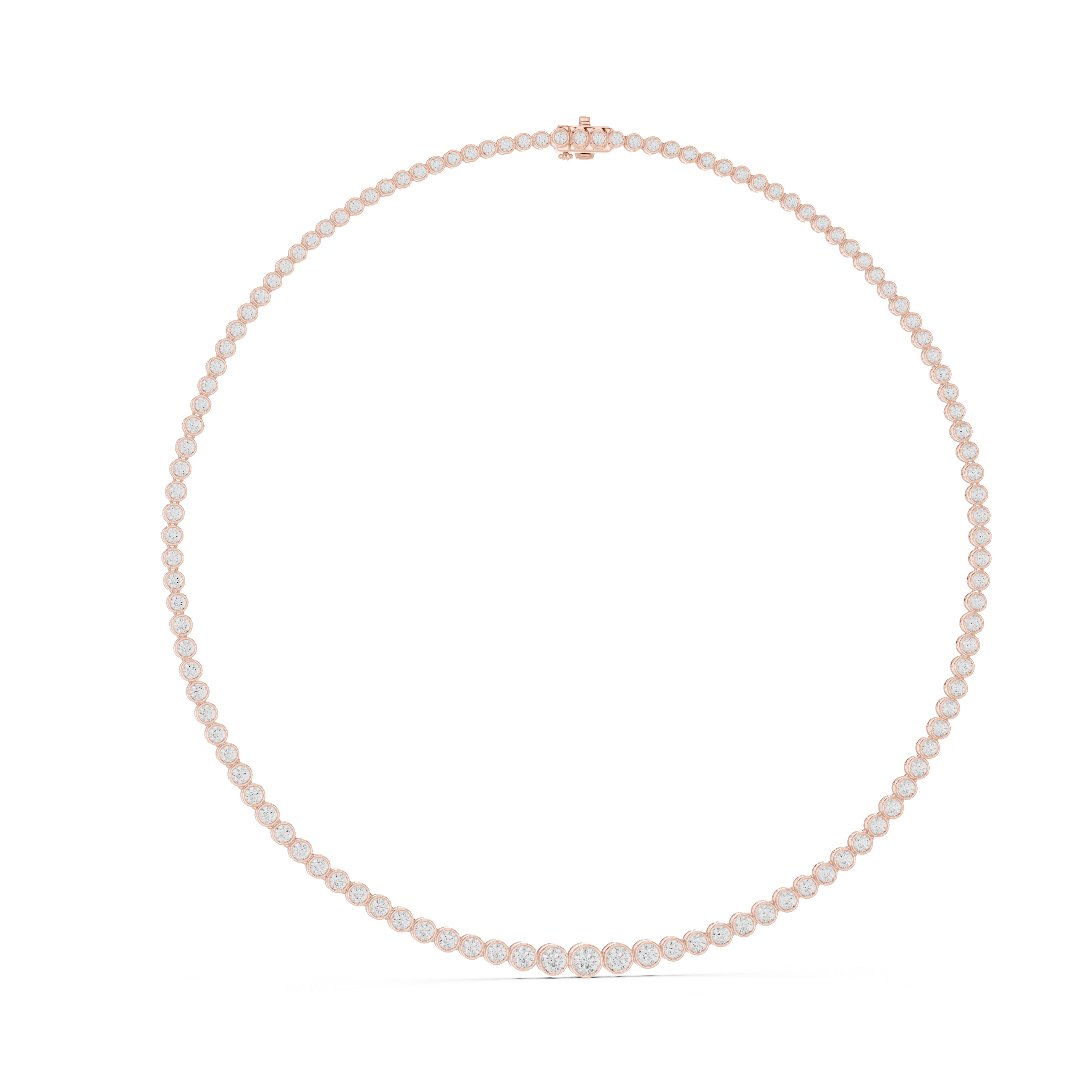 11.002 Carat Natural Diamond Bezel-Set Tennis Necklace – J Color SI2 Clarity