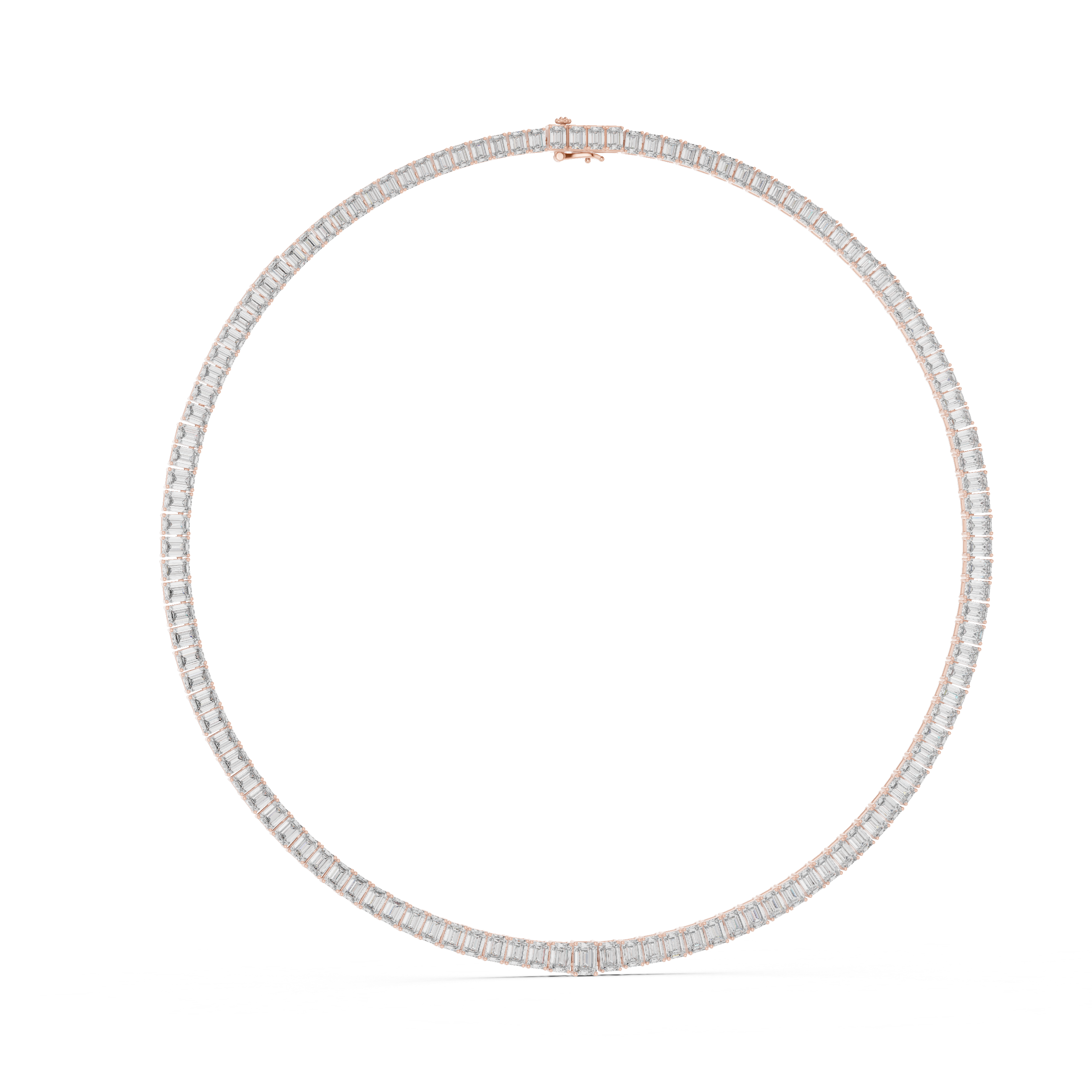 24.06 Carat Emerald Cut Natural Diamond Tennis Necklace – J Color SI2 Clarity